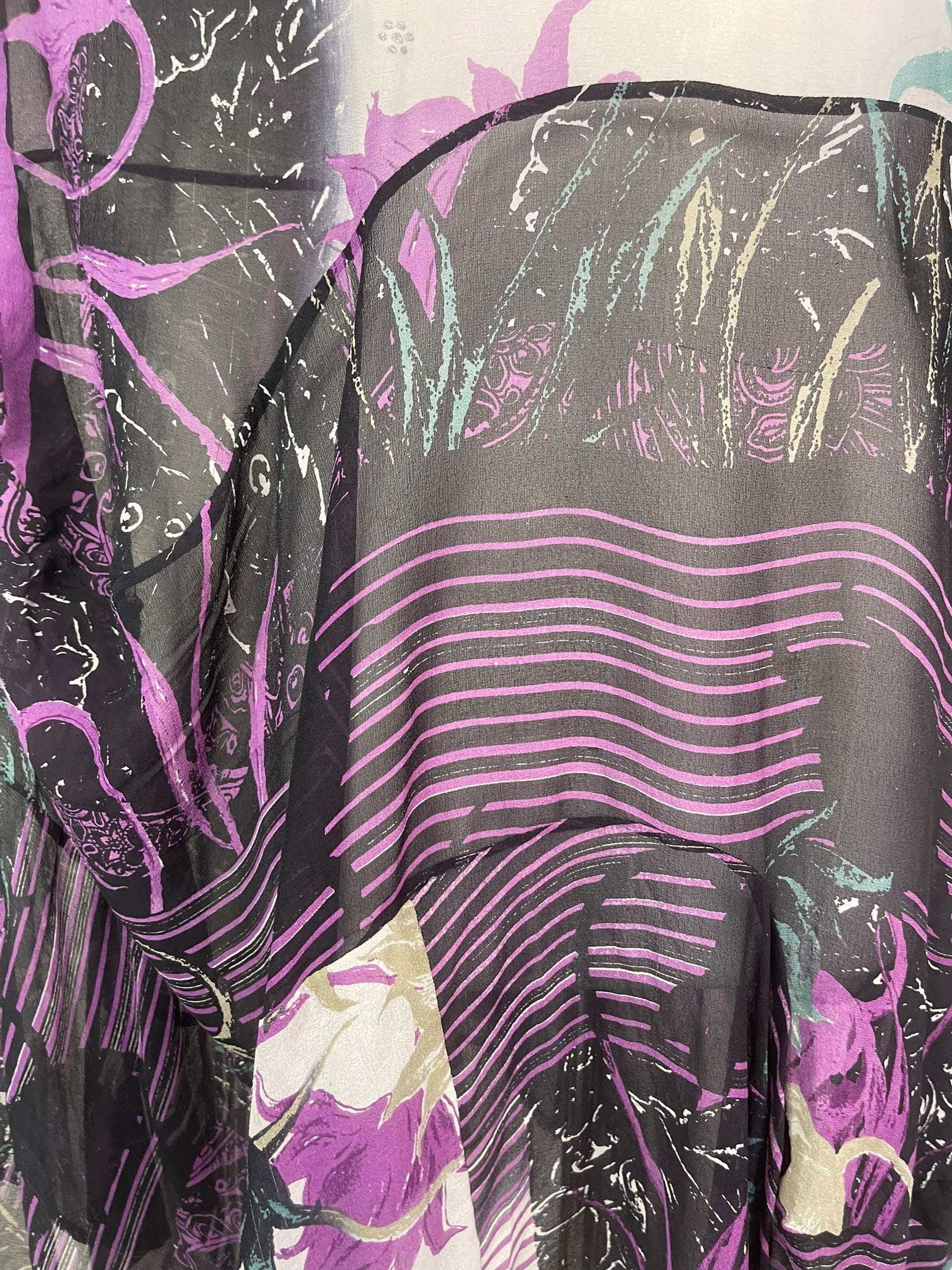 PRG7986 Sheer Wabi Sabi Sculptural Silk Long Tunic Dress by DECEMBER2025 – Handmade ethical Sculptural Dress from sariKNOTsari using upcycled silk. Designed in Canada for travel and slow fashion, loved from Toronto to LA to Sydney.