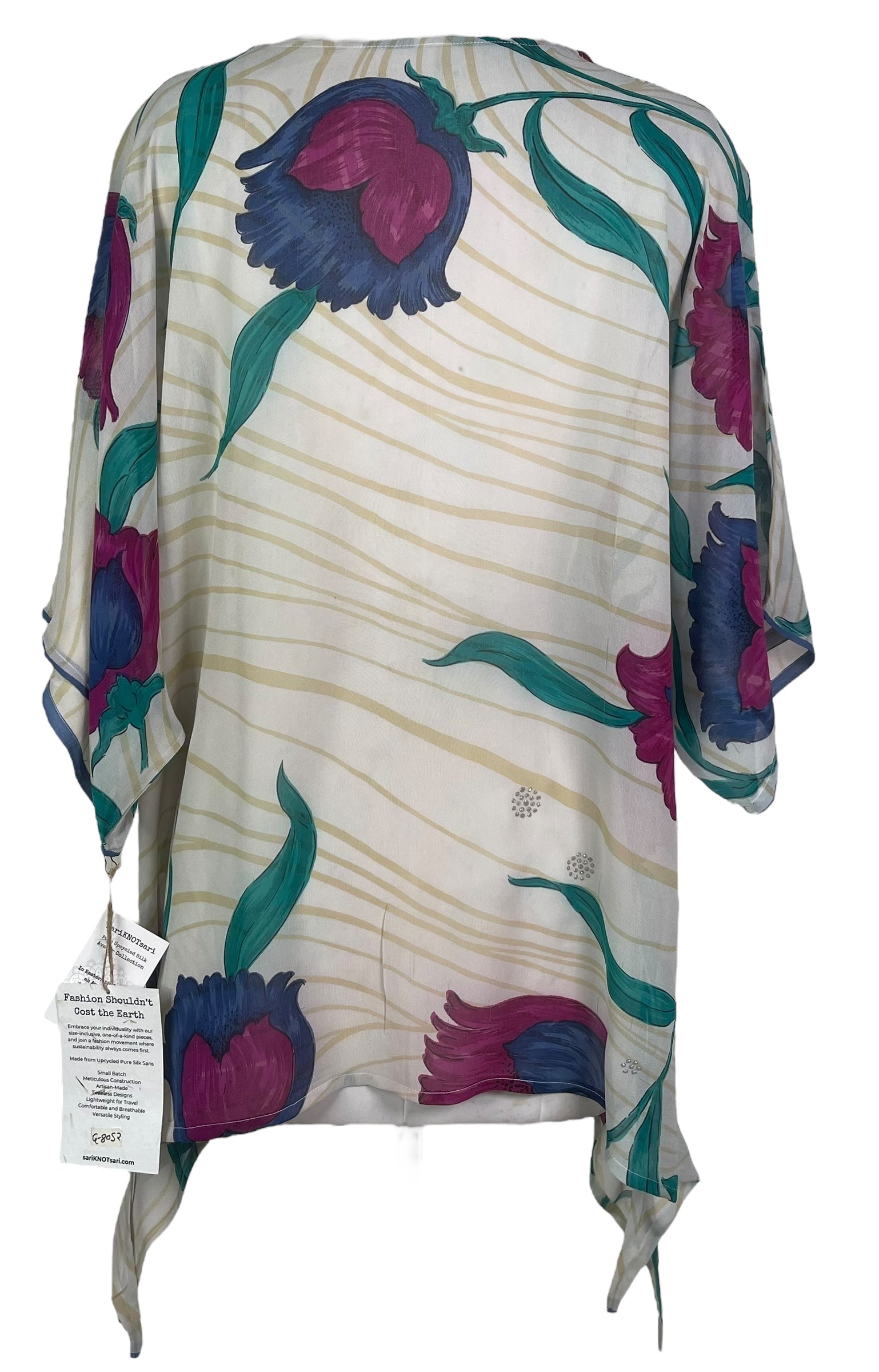 PRG8052 Sheer Avatar Pure Silk Long Tunic with Side Ties