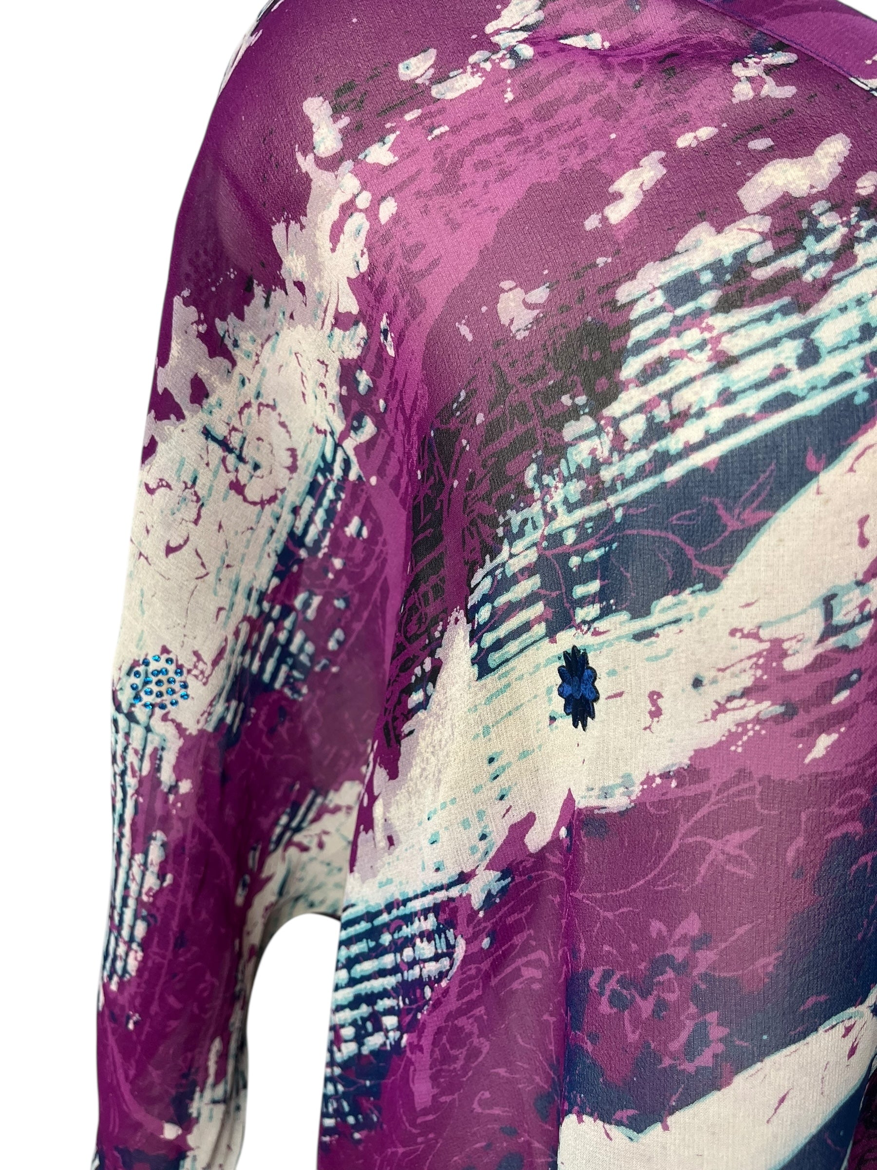 PRG7880 Sheer Wabi Sabi Pure Silk Long Tunic with Side Ties