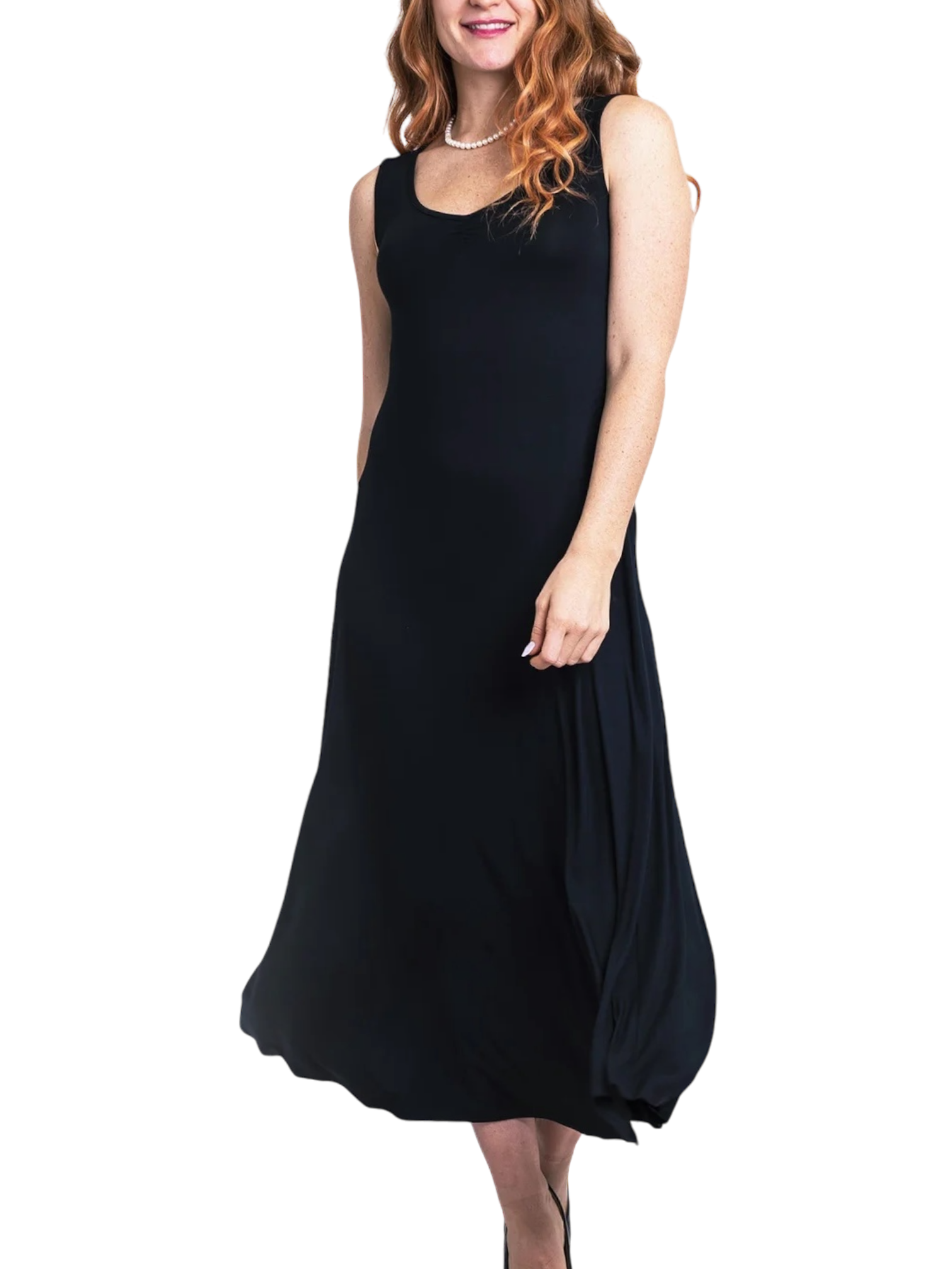 Lanai Black Bamboo Sleeveless Dress by Blue Sky Clothing Co – Handmade ethical Dress from sariKNOTsari using upcycled silk. Designed in Canada for travel and slow fashion, loved from Toronto to LA to Sydney.