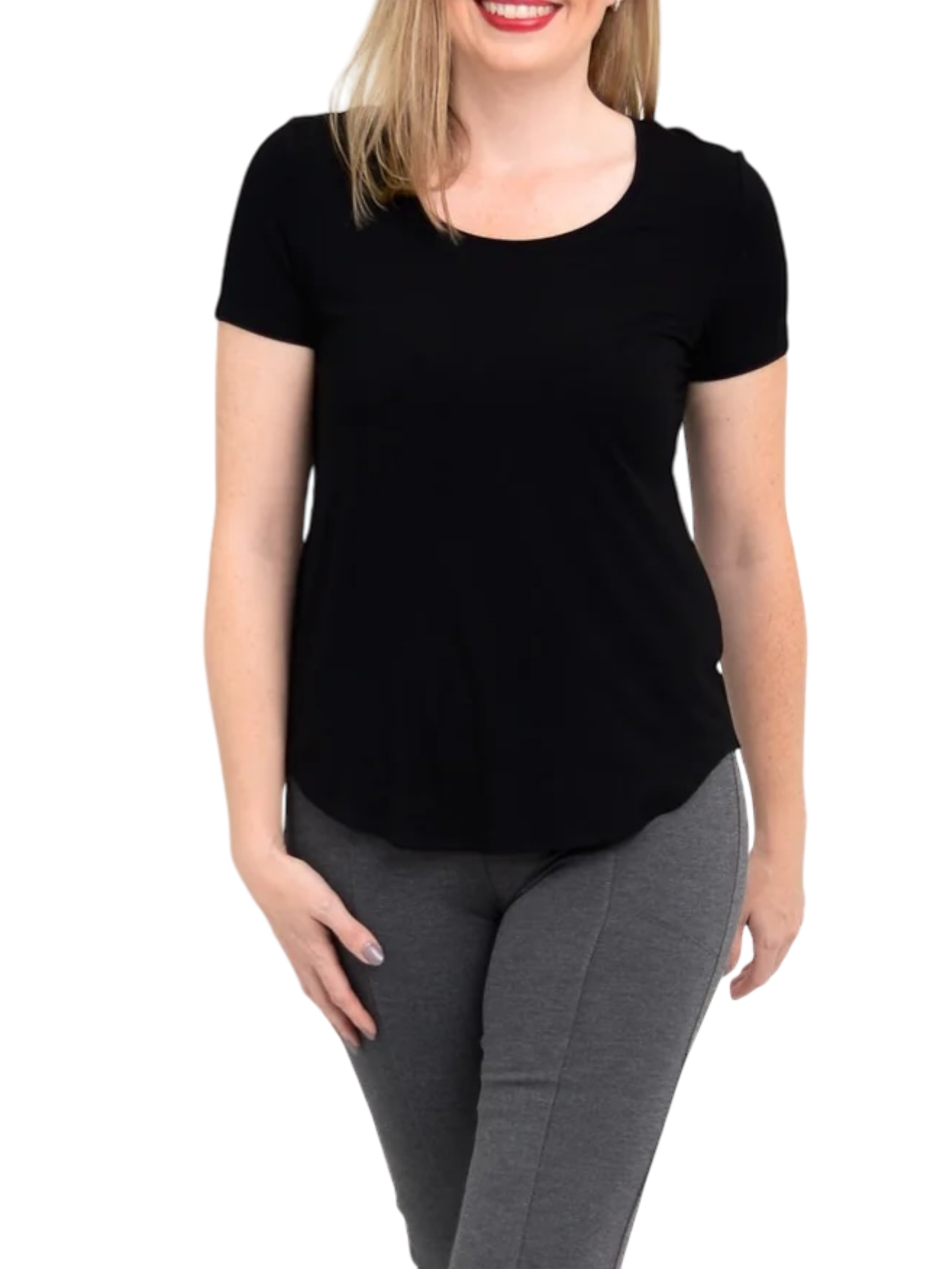 Tessa Black Bamboo Tee Shirt by Blue Sky Clothing Co – Handmade ethical Short Sleeved Top from sariKNOTsari using upcycled silk. Designed in Canada for travel and slow fashion, loved from Toronto to LA to Sydney.