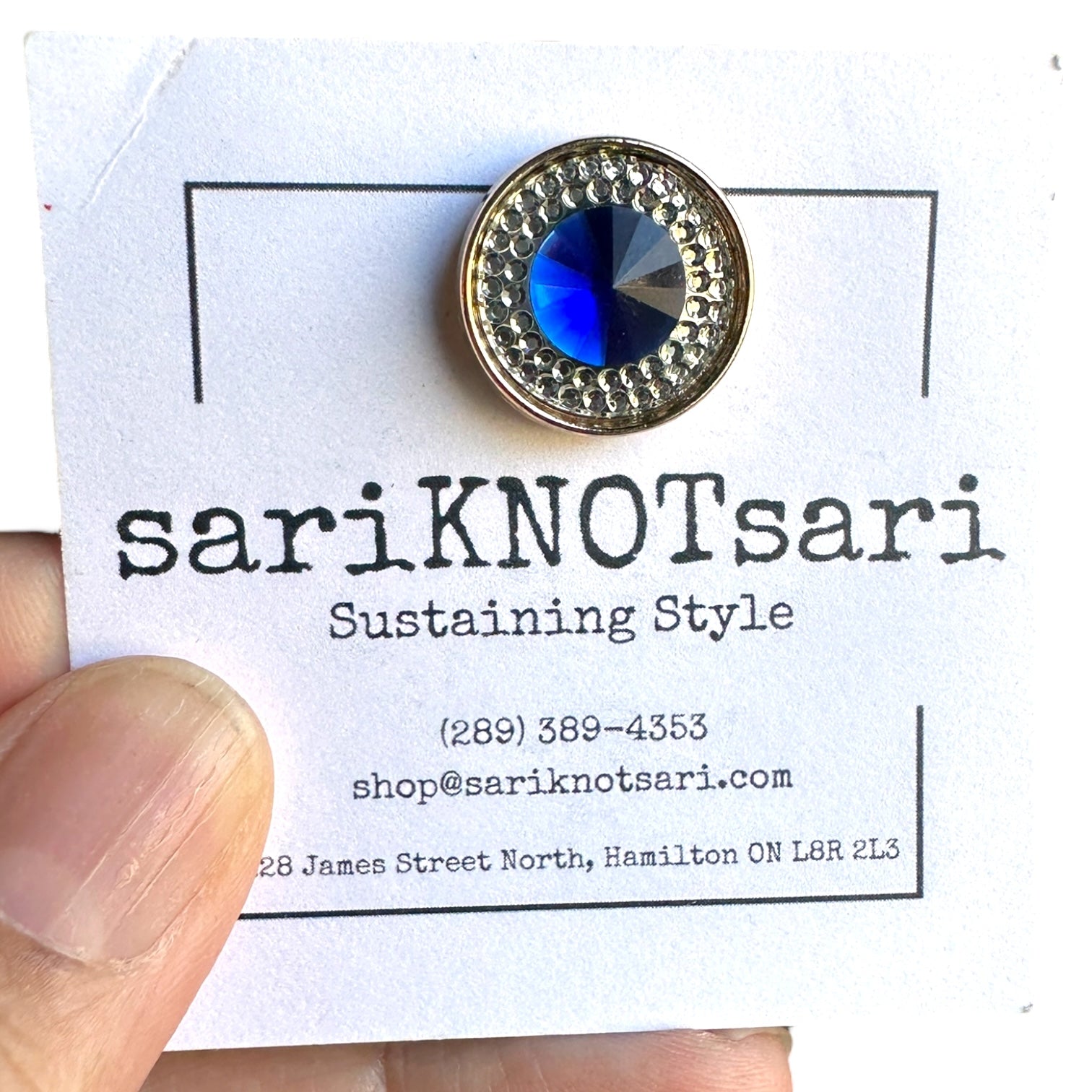 Cobalt Gem with Rhinestones Magnetic Button