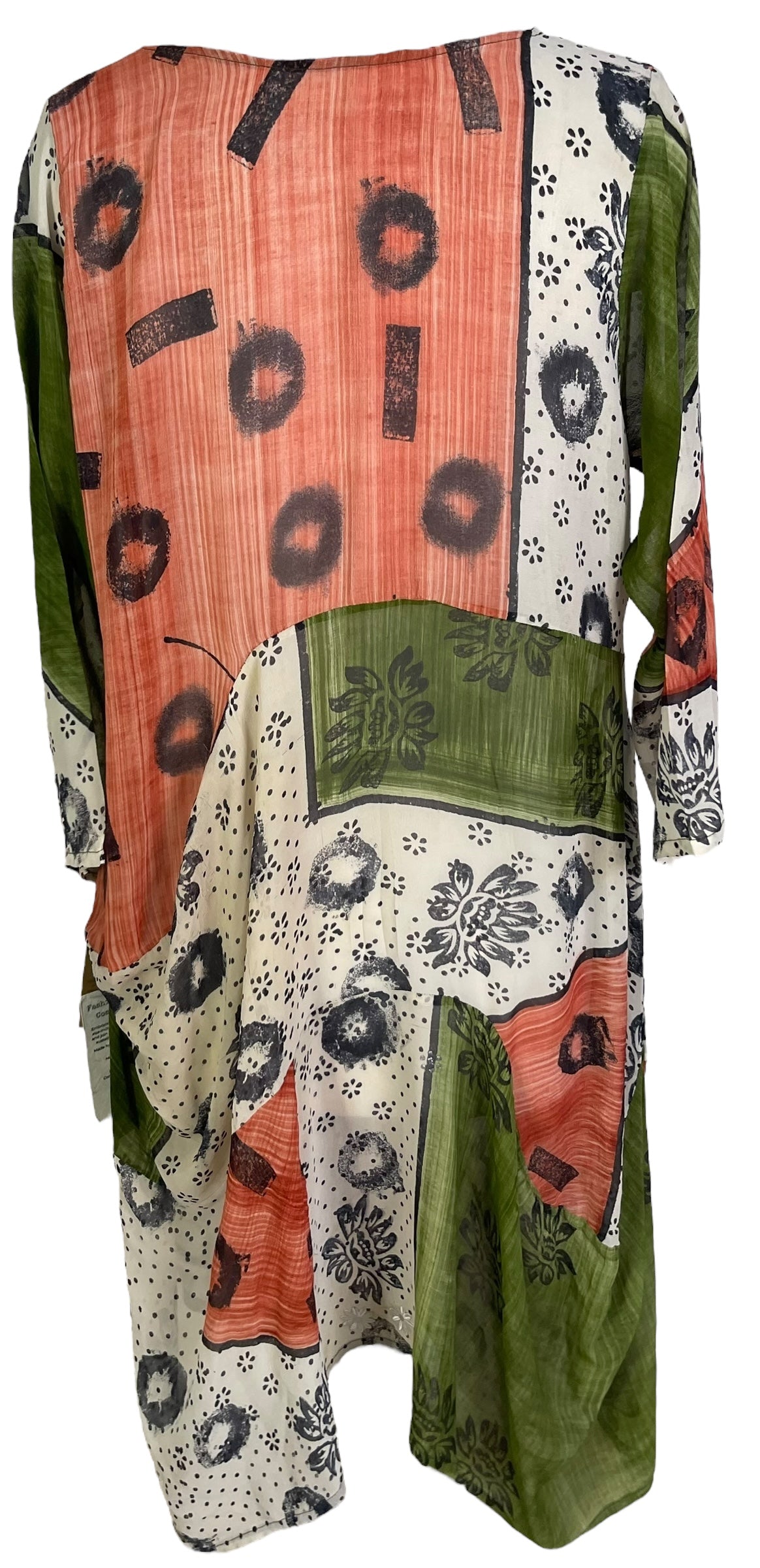 PRG7185 Sheer Wabi Sabi Sculptural Silk Long Tunic Dress