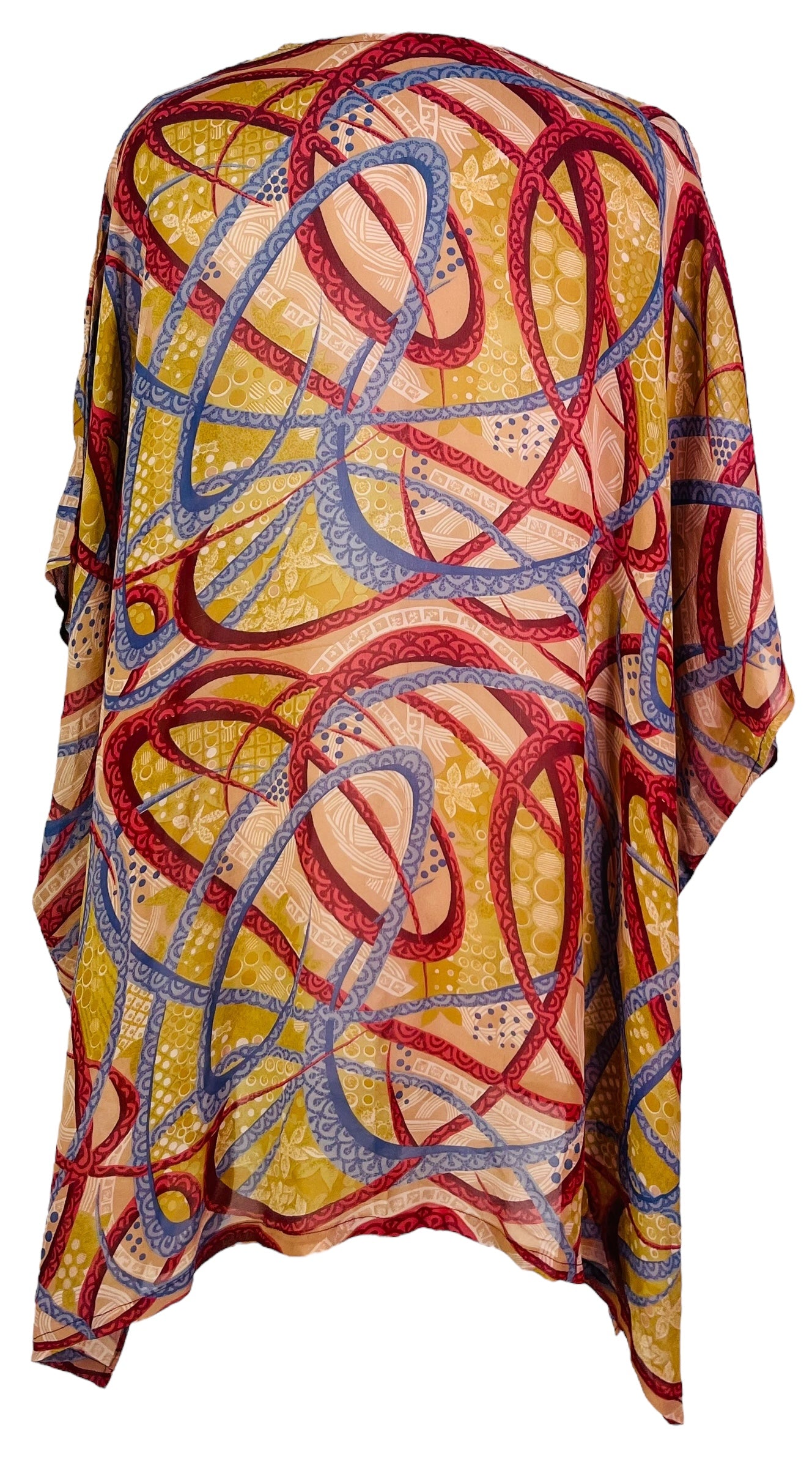 PRG7478 Sheer Wabi Sabi Pure Silk Short Kaftan Tunic with Slits