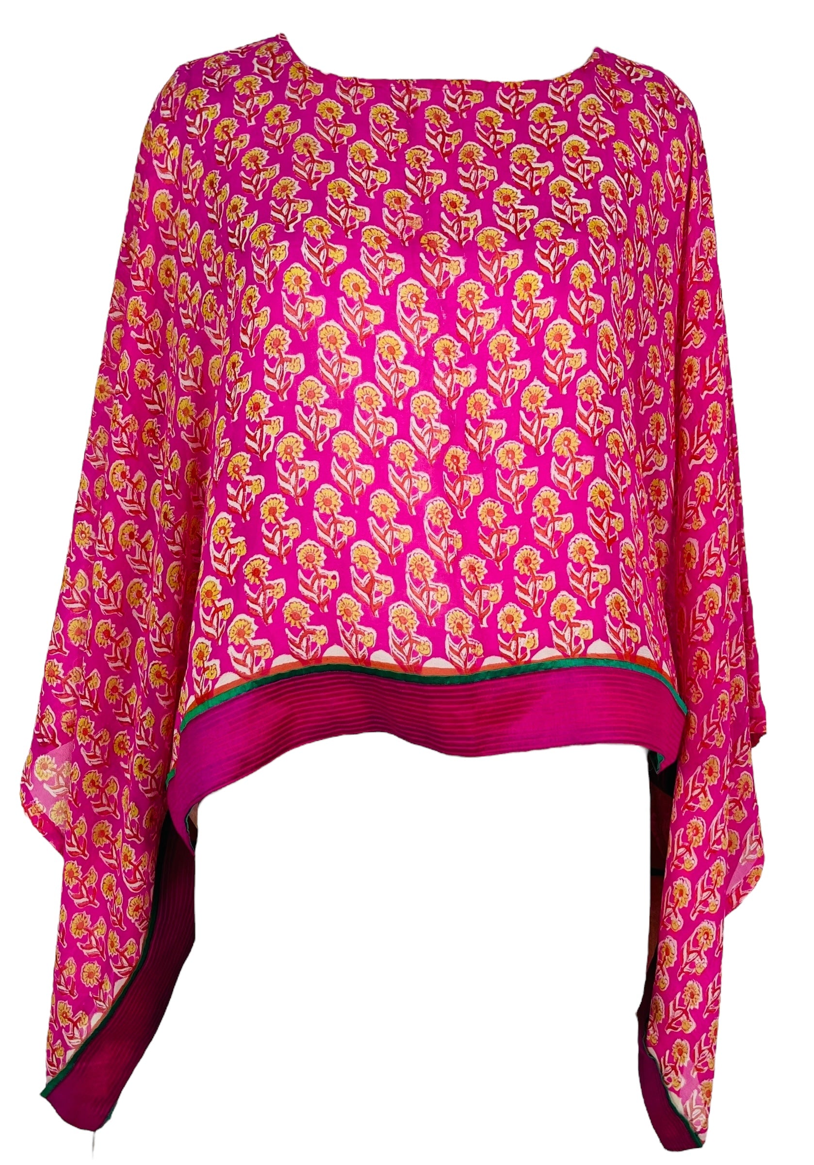 PRG7365 Sheer Avatar Pure Silk Kimono-Sleeved Top