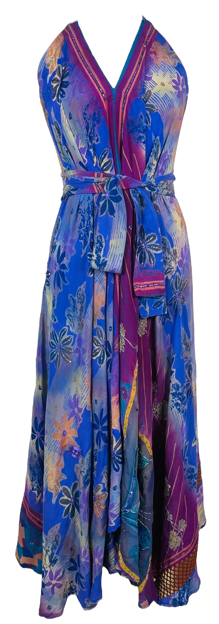 PRC7758 Avatar Pure Silk Maxi Dress with Belt