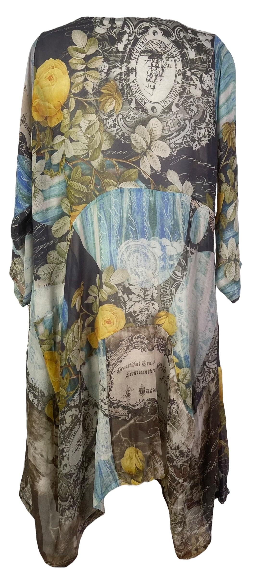 PRG7906 Sheer Avatar Pure Silk Sculptural Long Tunic Dress