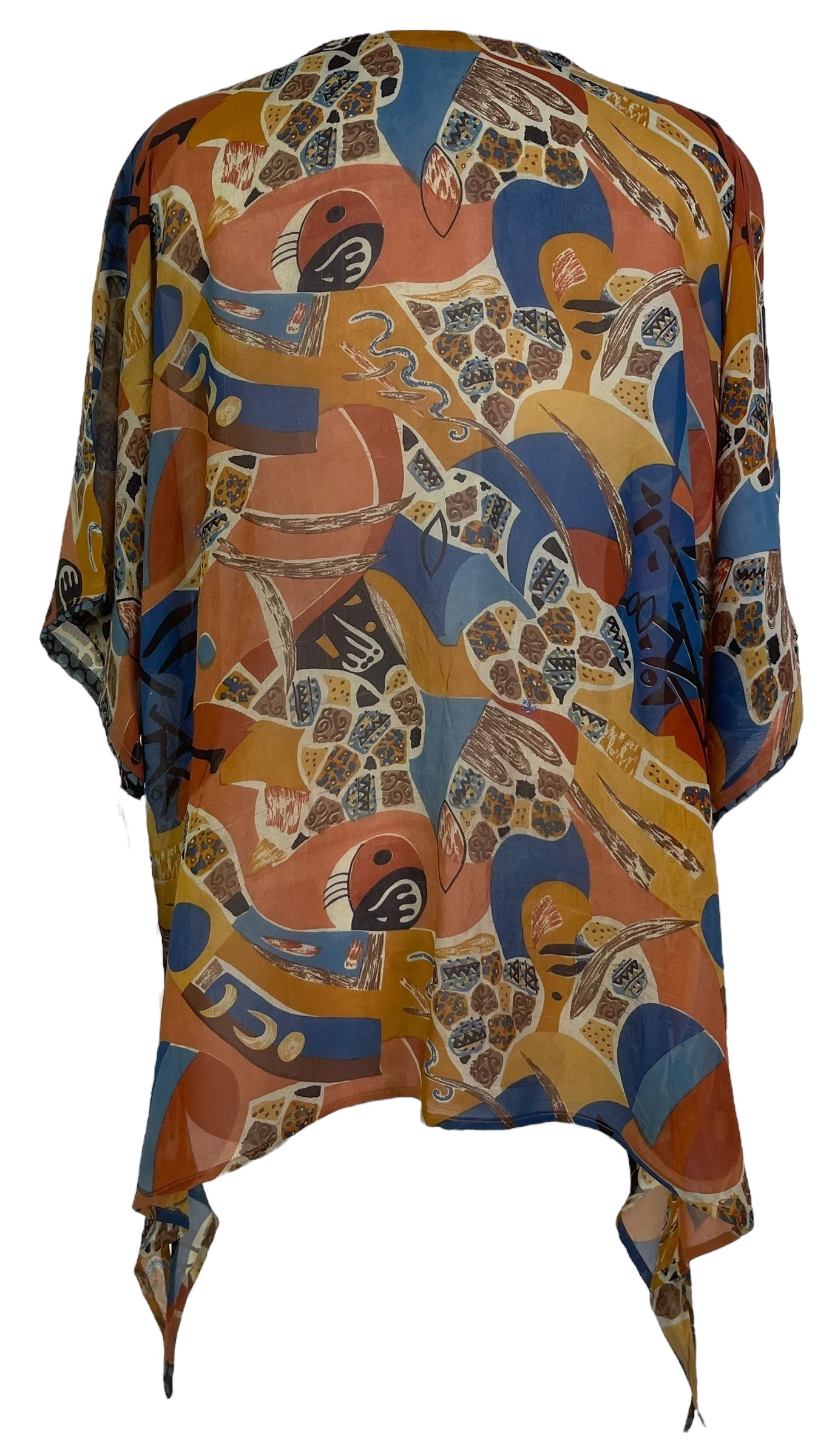 PRG7875 Sheer Wabi Sabi Pure Silk Long Tunic with Side Ties