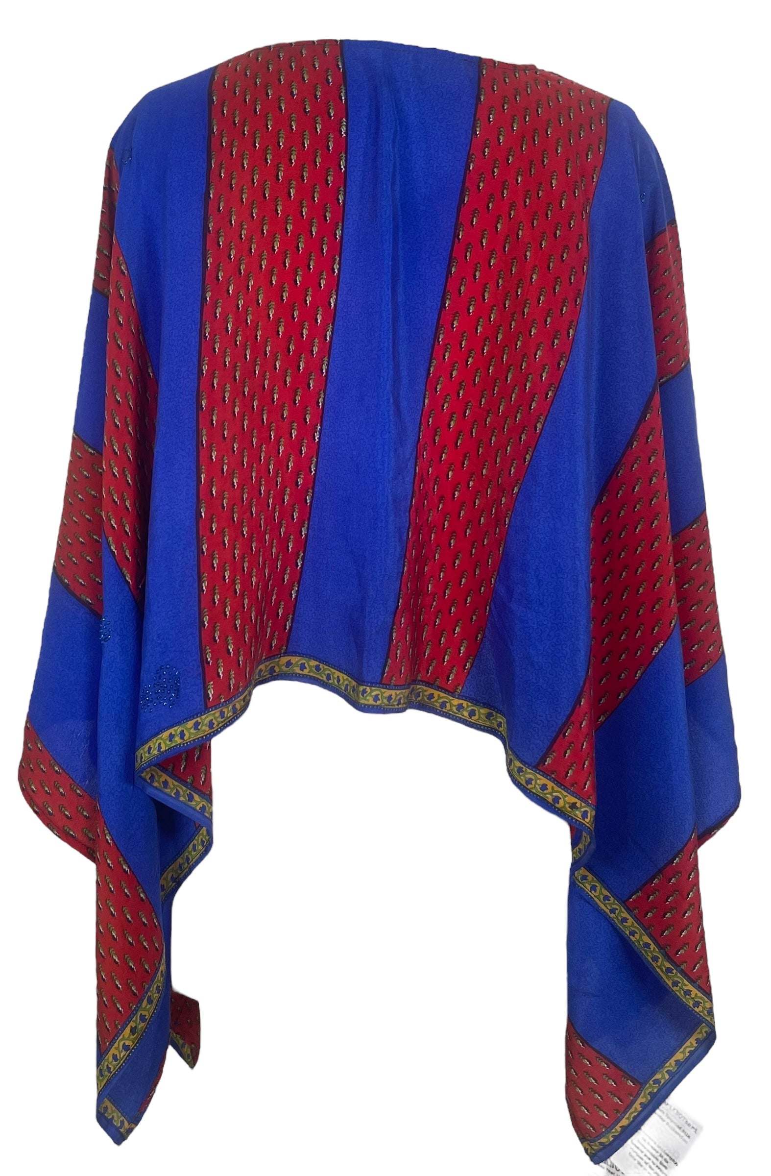 PREVIEW PRC7642 Avatar Pure Silk Capelet Poncho by DECEMBER2025 – Handmade ethical Poncho from sariKNOTsari using upcycled silk. Designed in Canada for travel and slow fashion, loved from Toronto to LA to Sydney.