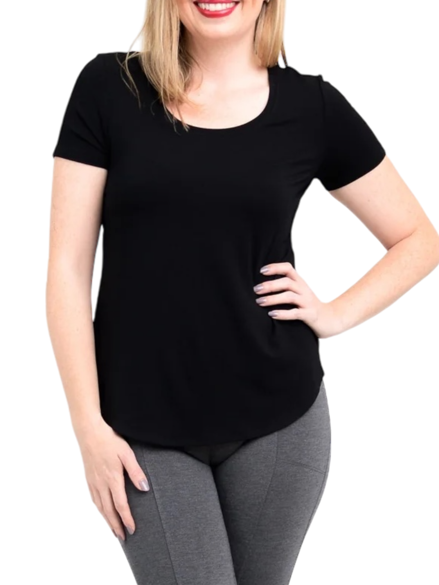 Tessa Black Bamboo Tee Shirt by Blue Sky Clothing Co – Handmade ethical Short Sleeved Top from sariKNOTsari using upcycled silk. Designed in Canada for travel and slow fashion, loved from Toronto to LA to Sydney.