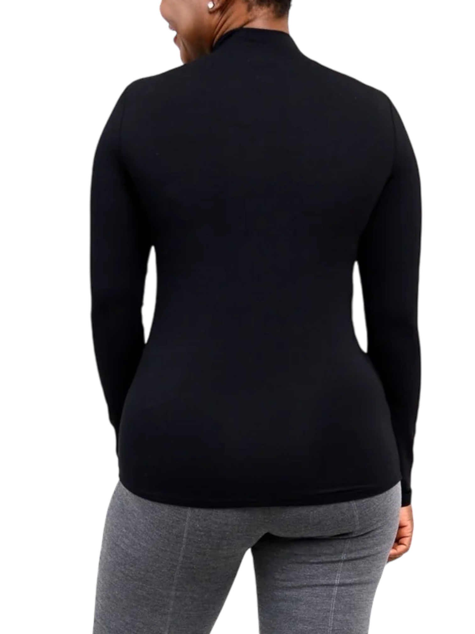 Tonya Black Bamboo Mock Neck Top by Blue Sky Clothing Co – Handmade ethical Top from sariKNOTsari using upcycled silk. Designed in Canada for travel and slow fashion, loved from Toronto to LA to Sydney.