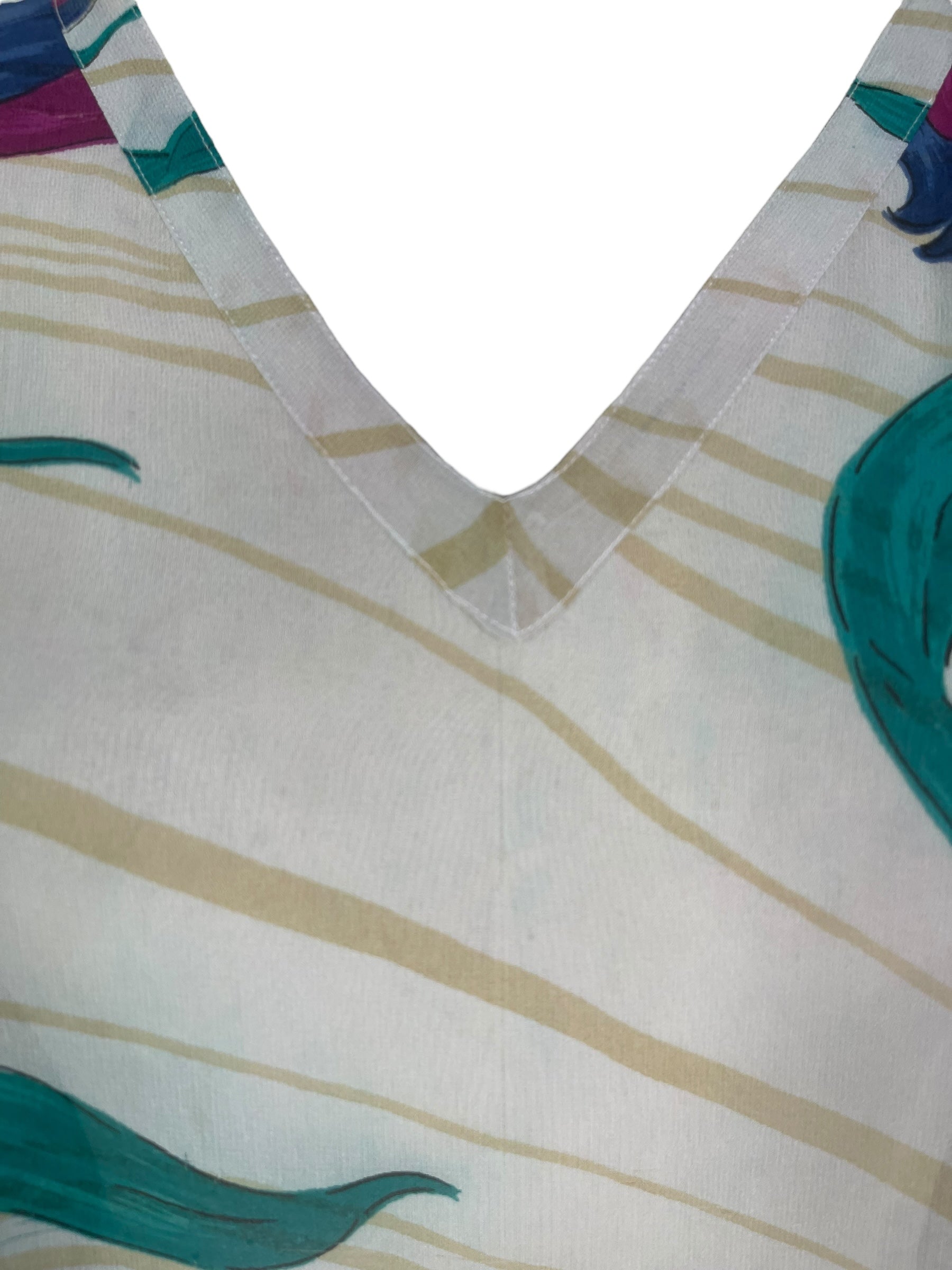 PRG8052 Sheer Avatar Pure Silk Long Tunic with Side Ties