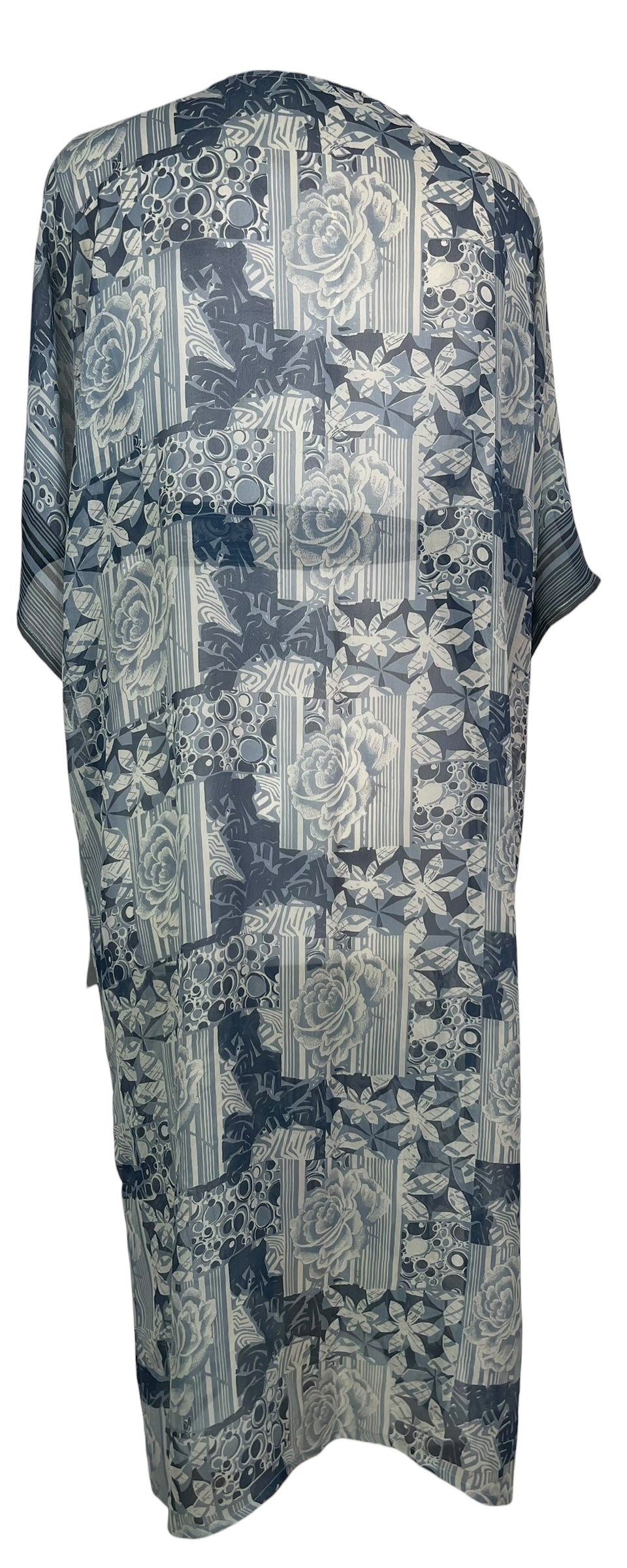 PRG8575 Sheer Wabi Sabi Pure Silk Kimono Sleeved Duster with Belt