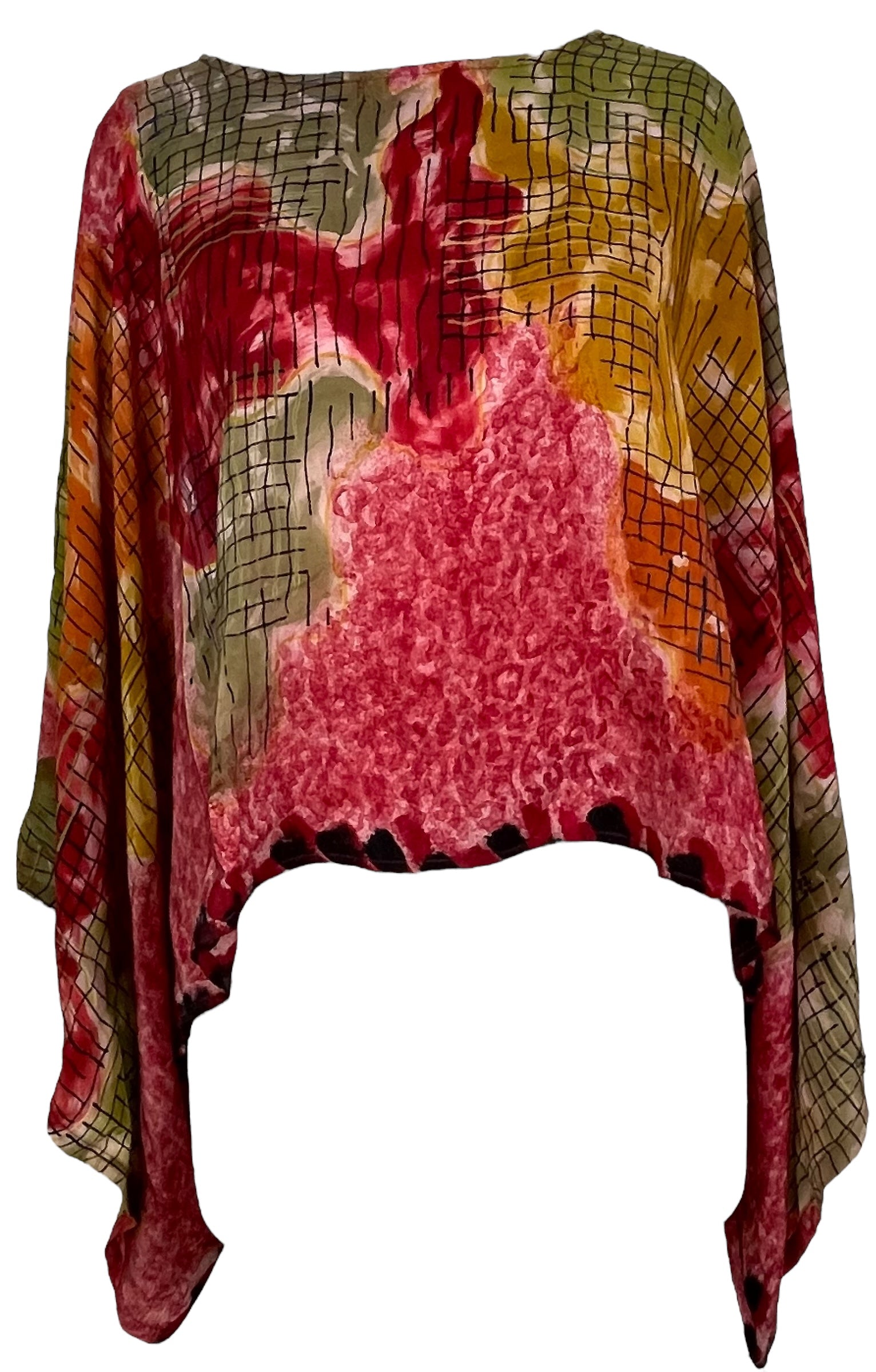 PRC7765 Avatar Pure Silk Kimono-Sleeved Top