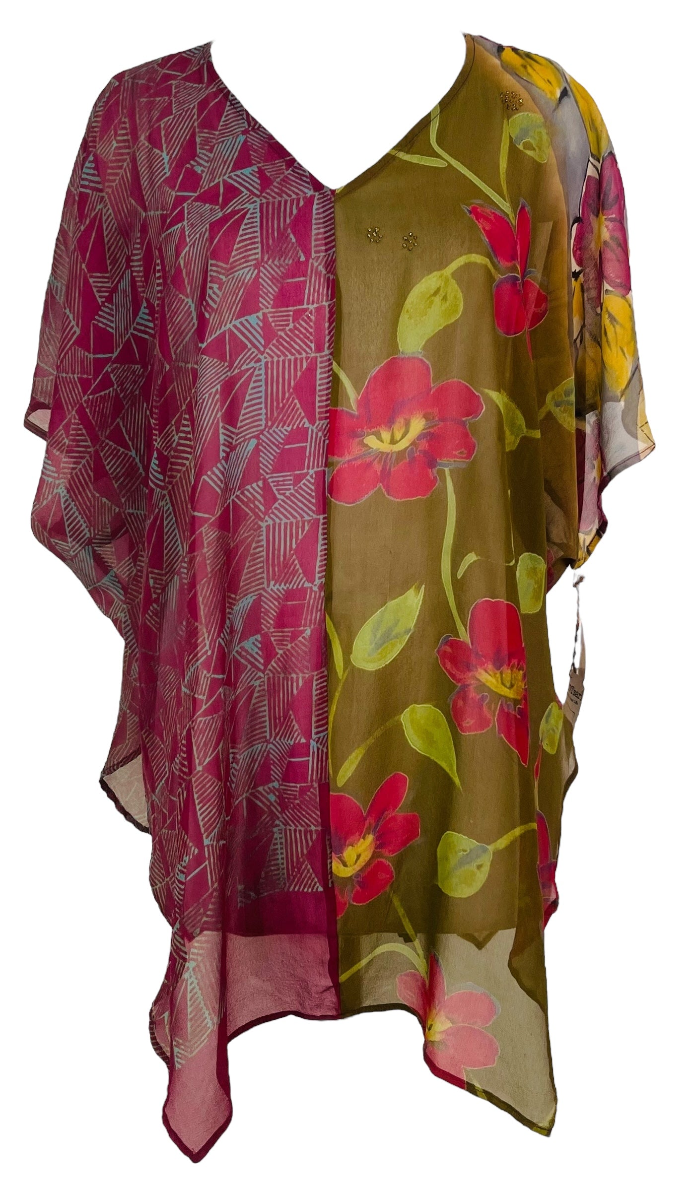 PRG7557 Sheer Avatar Pure Silk Waterfall Top