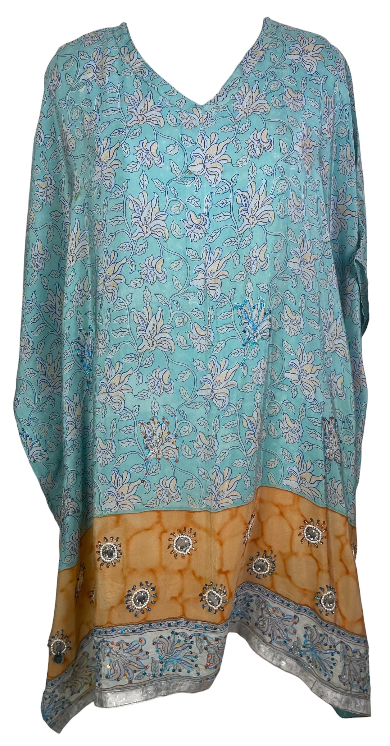 PREVIEW PRC8013 Wabi Sabi Pure Silk Short Kaftan Tunic With Slits