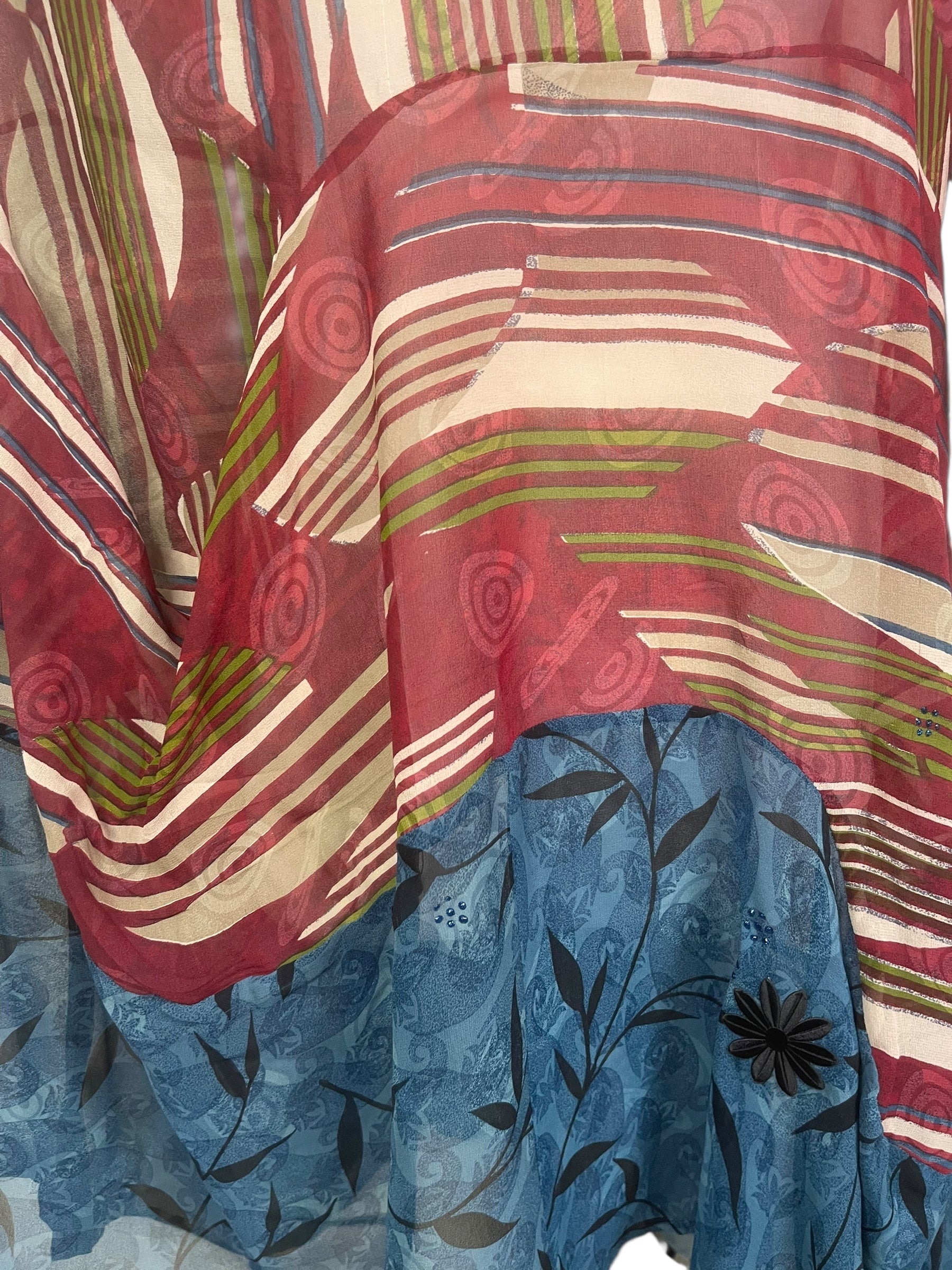 PRG8430 Sheer Avatar Pure Silk Sculptural Long Tunic Dress