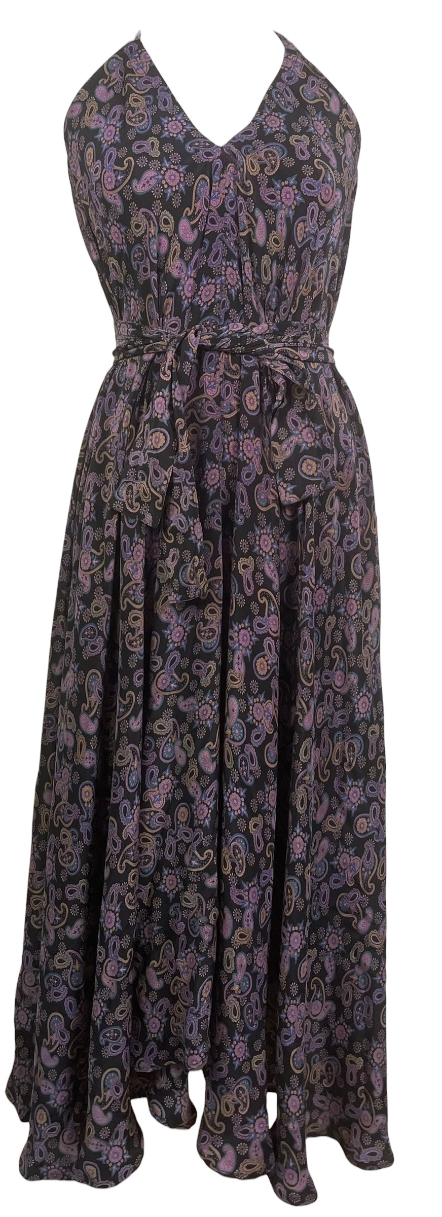 PREVIEW PRC8648 Avatar Pure Silk Maxi Dress with Belt by MARCH2026 – Handmade ethical Maxi Dress from sariKNOTsari using upcycled silk. Designed in Canada for travel and slow fashion, loved from Toronto to LA to Sydney.