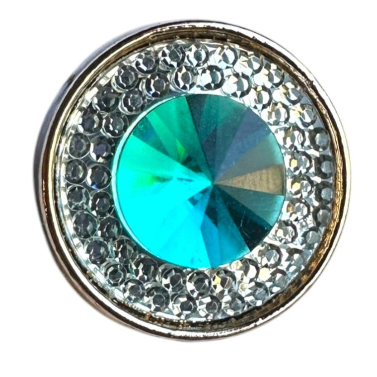 Turquoise Gem with Rhinestones Magnetic Button