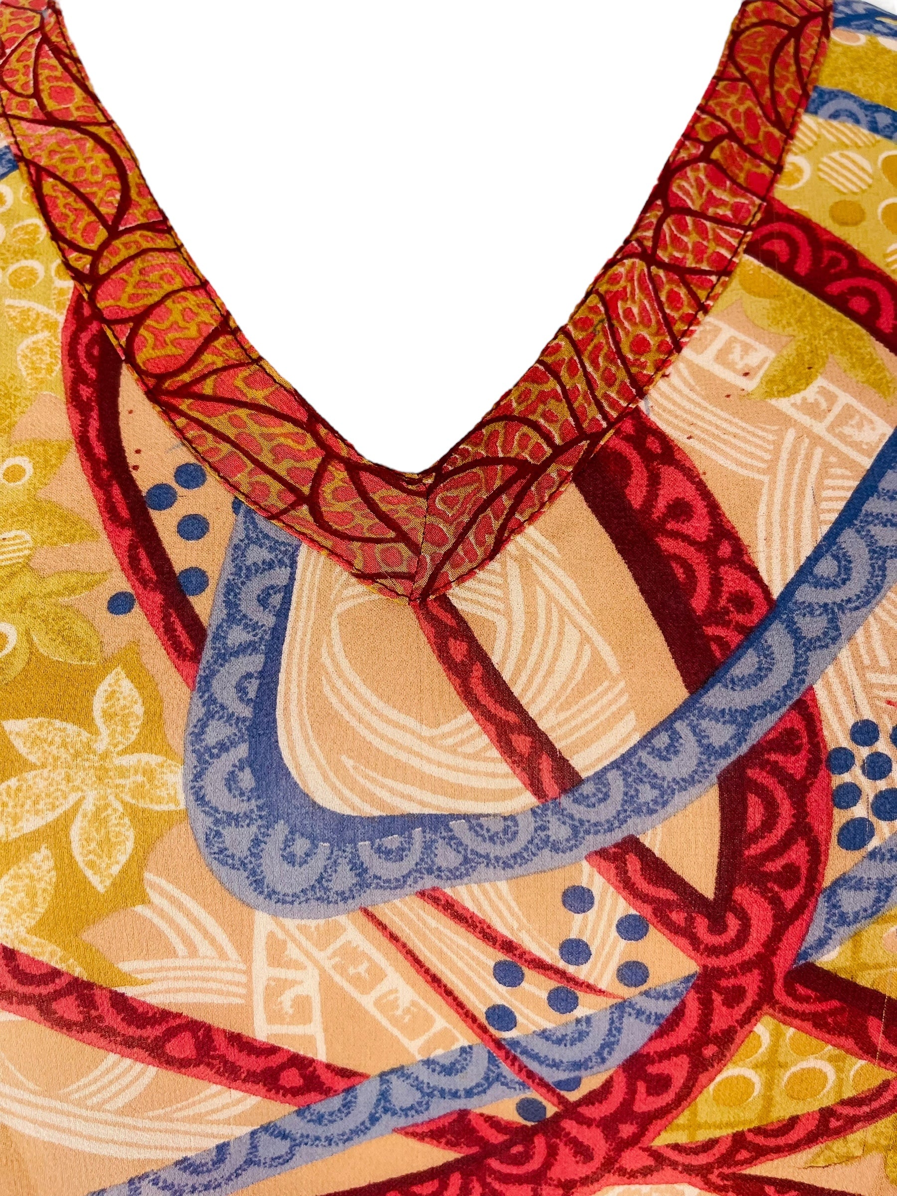 PRG7478 Sheer Wabi Sabi Pure Silk Short Kaftan Tunic with Slits