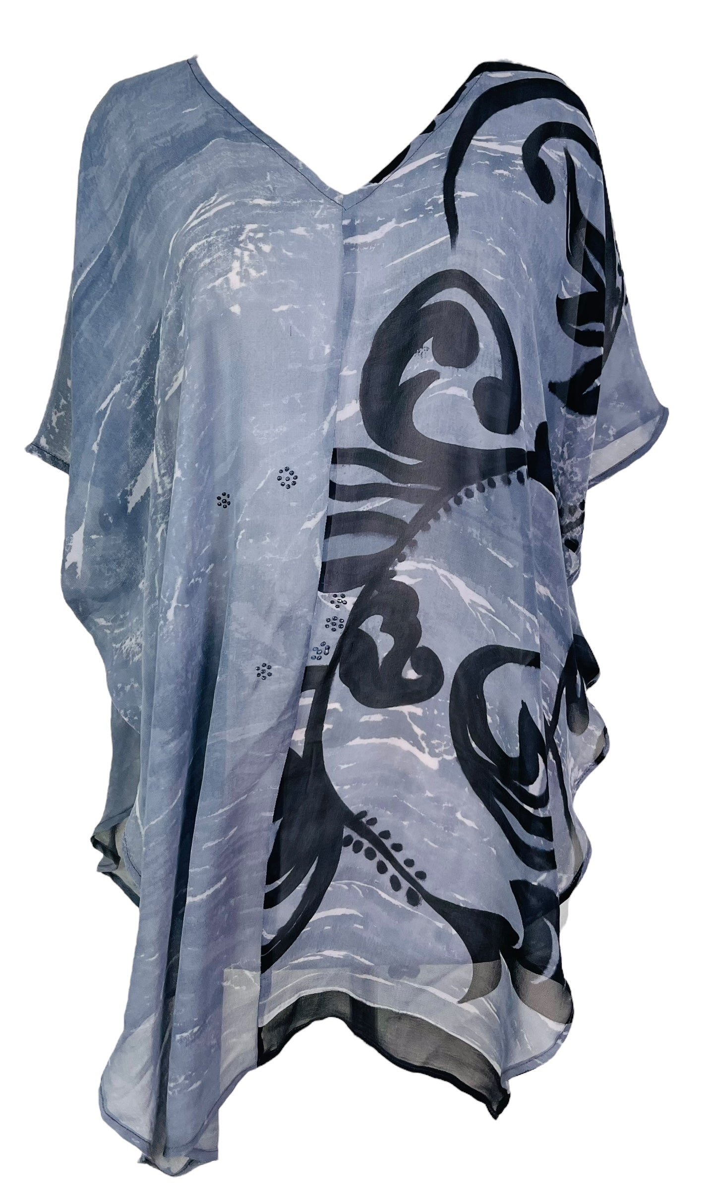 PRG7577 Sheer Avatar Pure Silk Waterfall Top