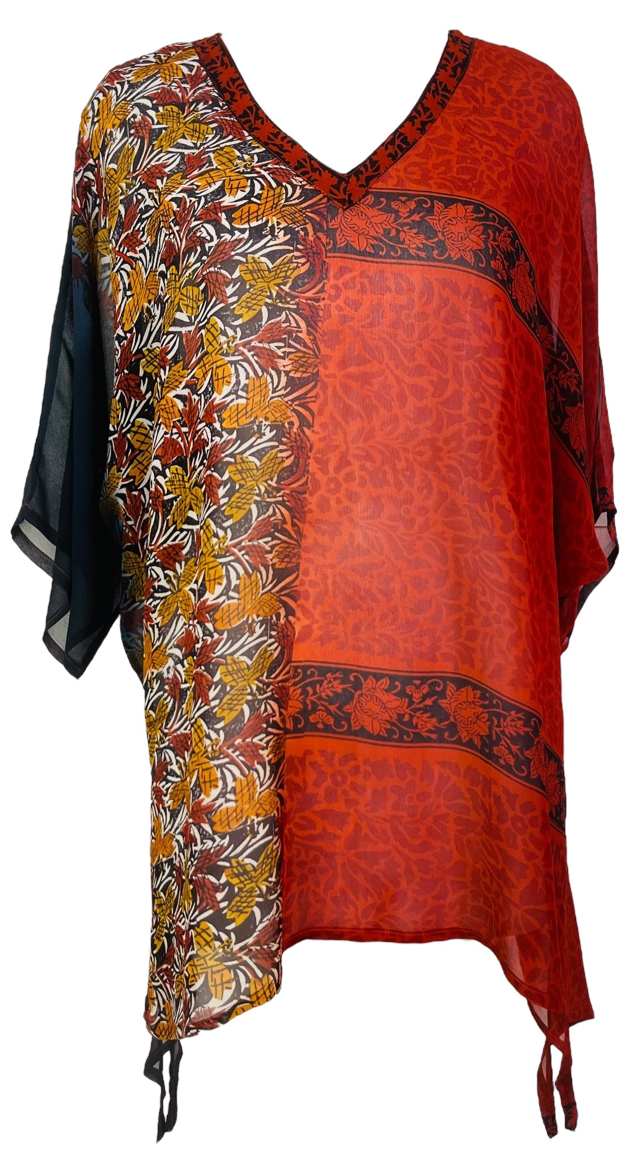 DEEANNS PRG7631 Sheer Avatar Pure Silk Long Tunic with Side Ties