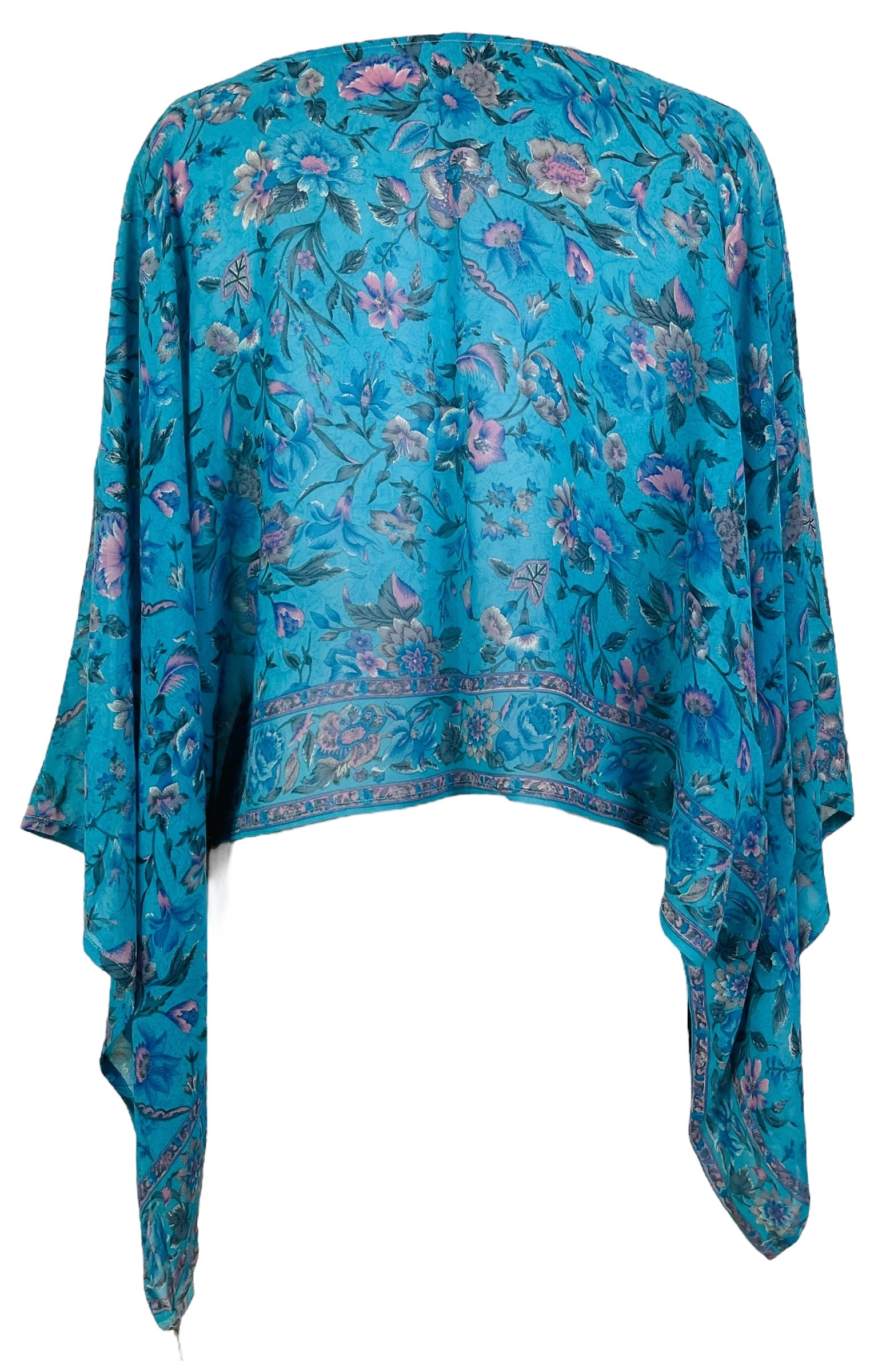 PRG7689 Sheer Wabi Sabi Pure Silk Kimono-Sleeved Top
