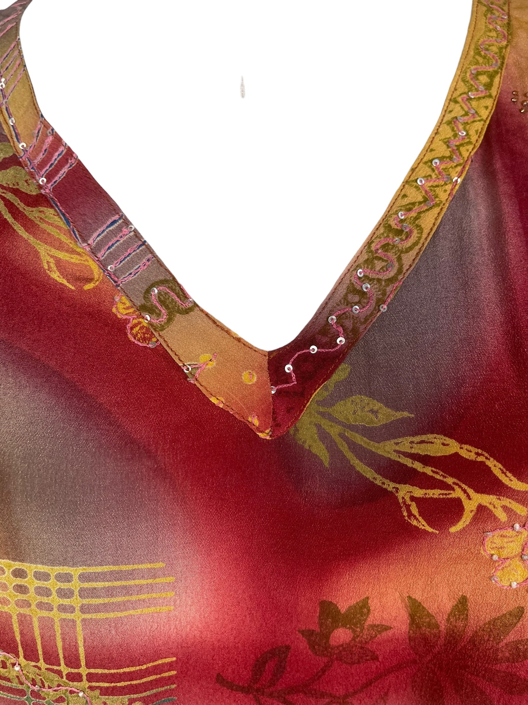 PRC8302 Avatar Pure Silk Short Kaftan Tunic with Slits