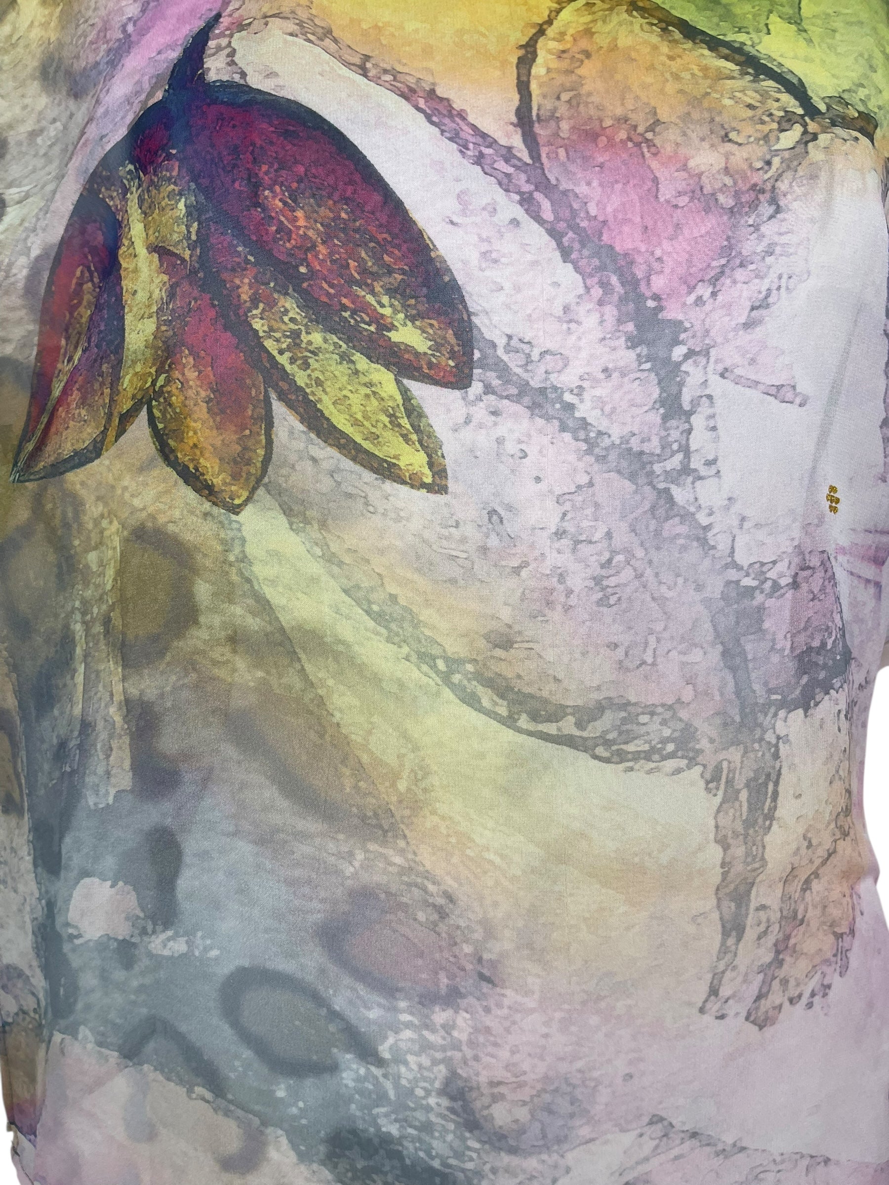 PRG8344 Sheer Avatar Pure Silk Side Slit Top