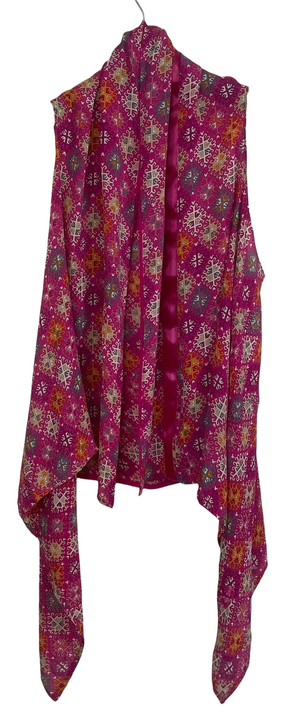 PREVIEW PRC8697 Avatar Pure Silk Versatile Vest by MARCH2026 – Handmade ethical Vest from sariKNOTsari using upcycled silk. Designed in Canada for travel and slow fashion, loved from Toronto to LA to Sydney. Featuring Zsiska, Bryn Walker and Artisan Leather coats by Rejean Pepin, Pepin designs