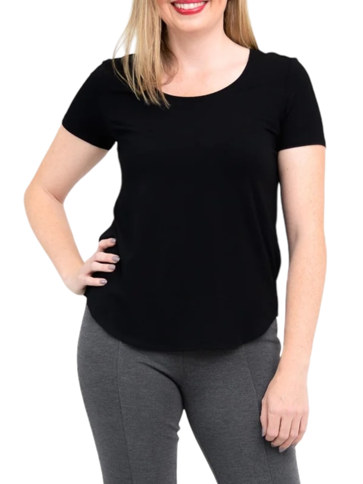 Tessa Black Bamboo Tee Shirt by Blue Sky Clothing Co – Handmade ethical Short Sleeved Top from sariKNOTsari using upcycled silk. Designed in Canada for travel and slow fashion, loved from Toronto to LA to Sydney.