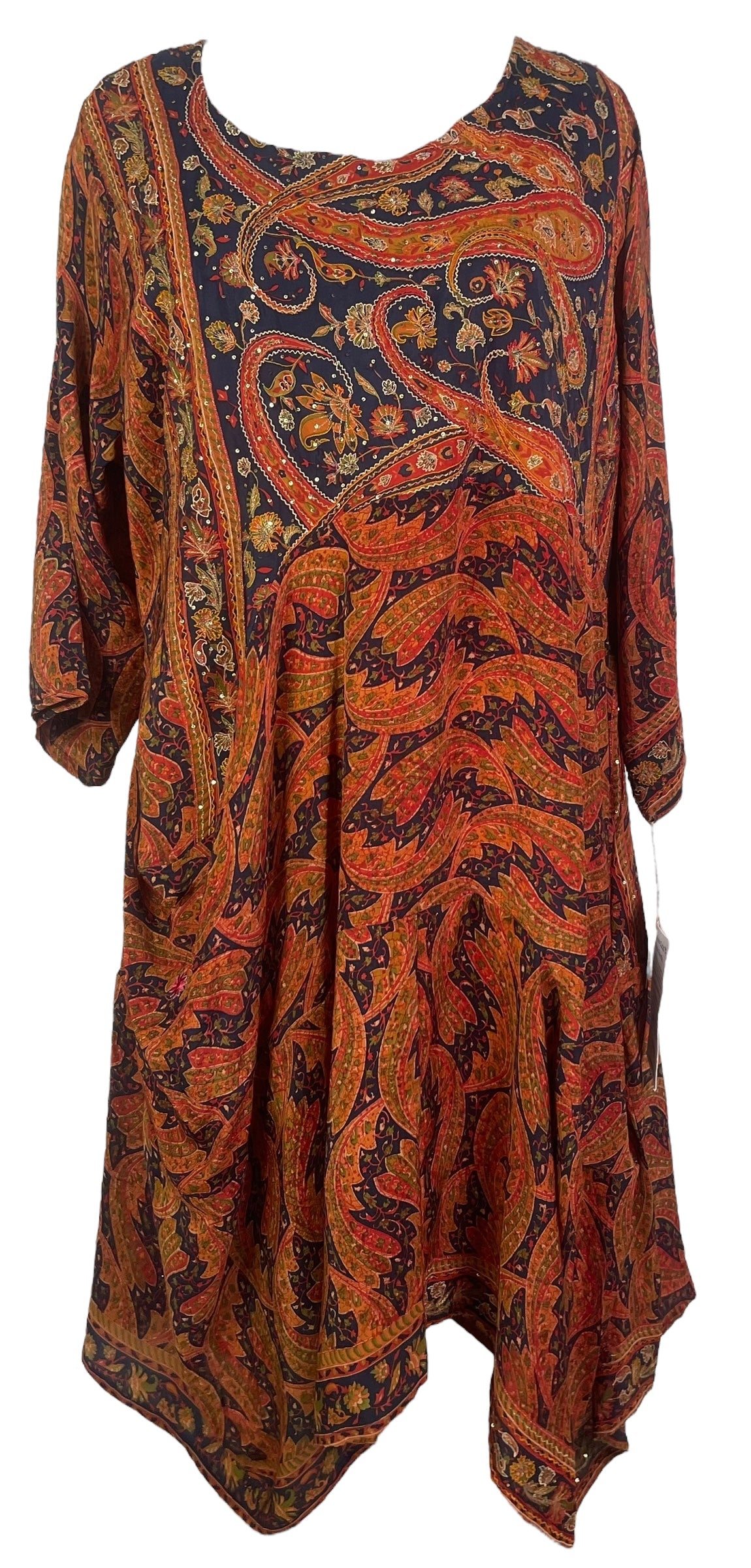 PRC7976 Avatar Pure Silk Sculptural Long Tunic Dress