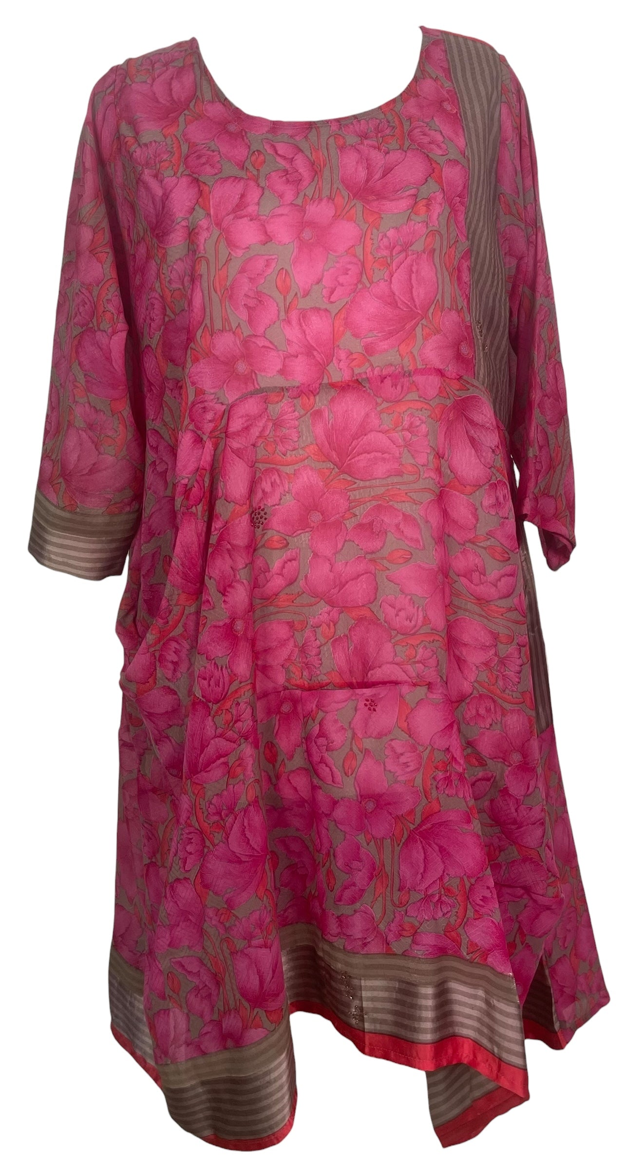 PREVIEW PRG8435 Sheer Avatar Pure Silk Sculptural Long Tunic Dress by FEBRUARY2026 – Handmade ethical Sculptural Dress from sariKNOTsari using upcycled silk. Designed in Canada for travel and slow fashion, loved from Toronto to LA to Sydney.