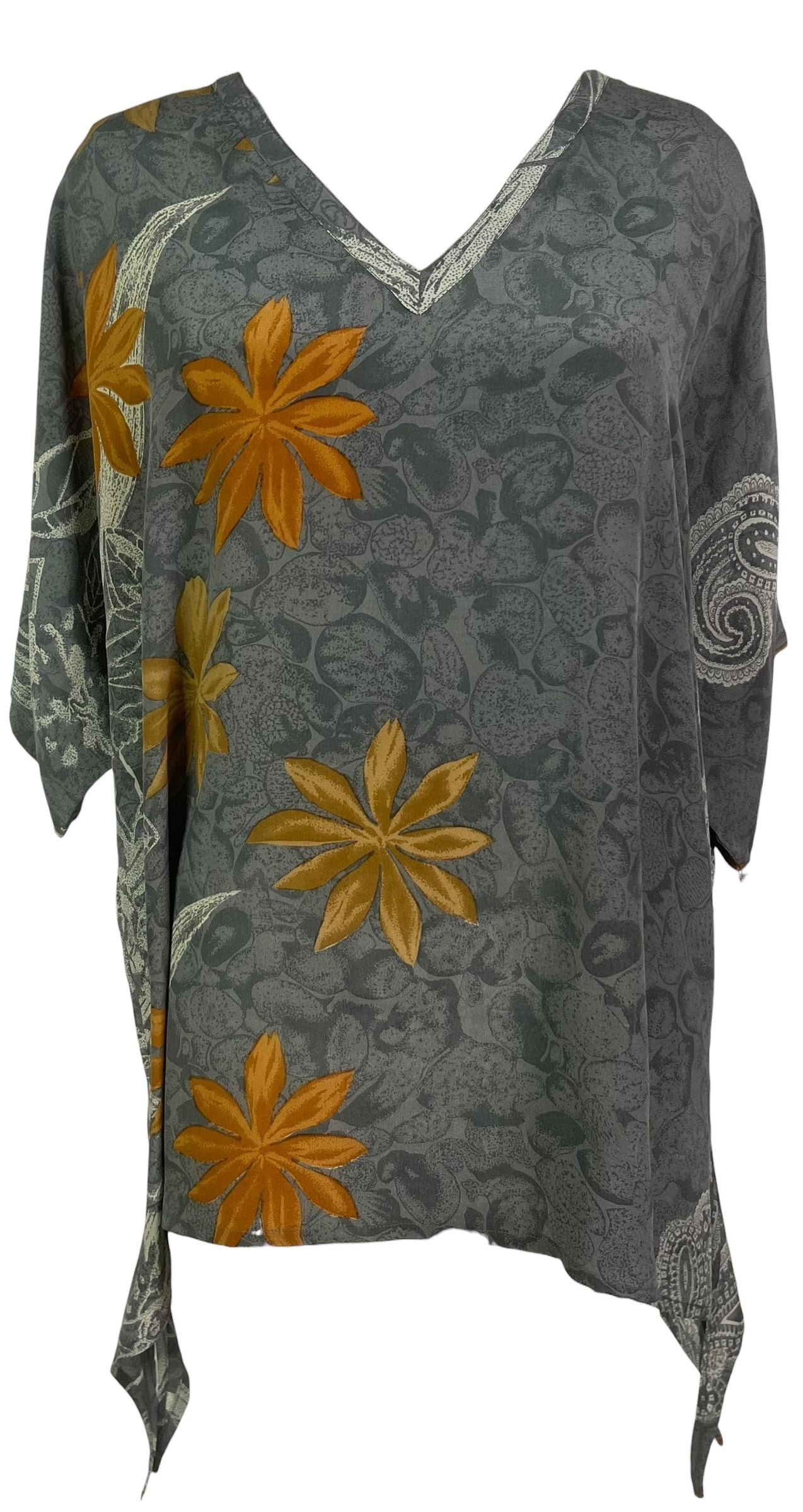 PRC8464 Wabi Sabi Pure Silk Long Tunic with Side Ties