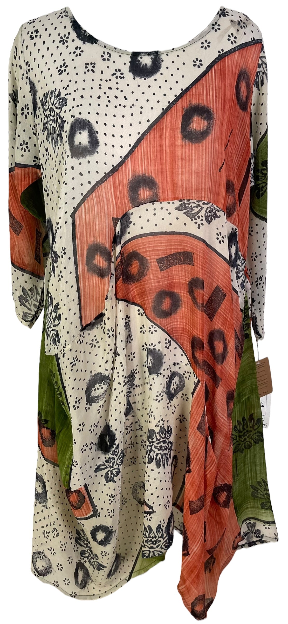 PRG7185 Sheer Wabi Sabi Sculptural Silk Long Tunic Dress