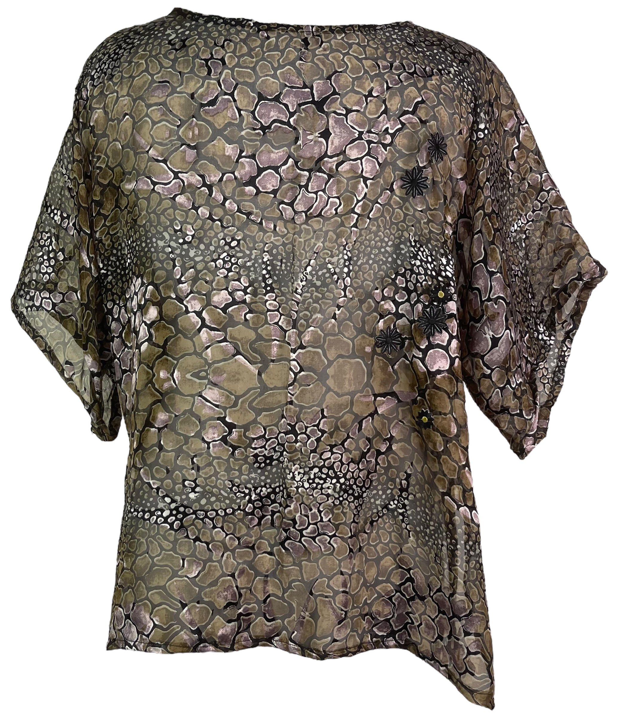 PRG7584 Sheer Wabi Sabi Pure Silk Side Slit Top by DECEMBER2025 – Handmade ethical Side Slit Top from sariKNOTsari using upcycled silk. Designed in Canada for travel and slow fashion, loved from Toronto to LA to Sydney.