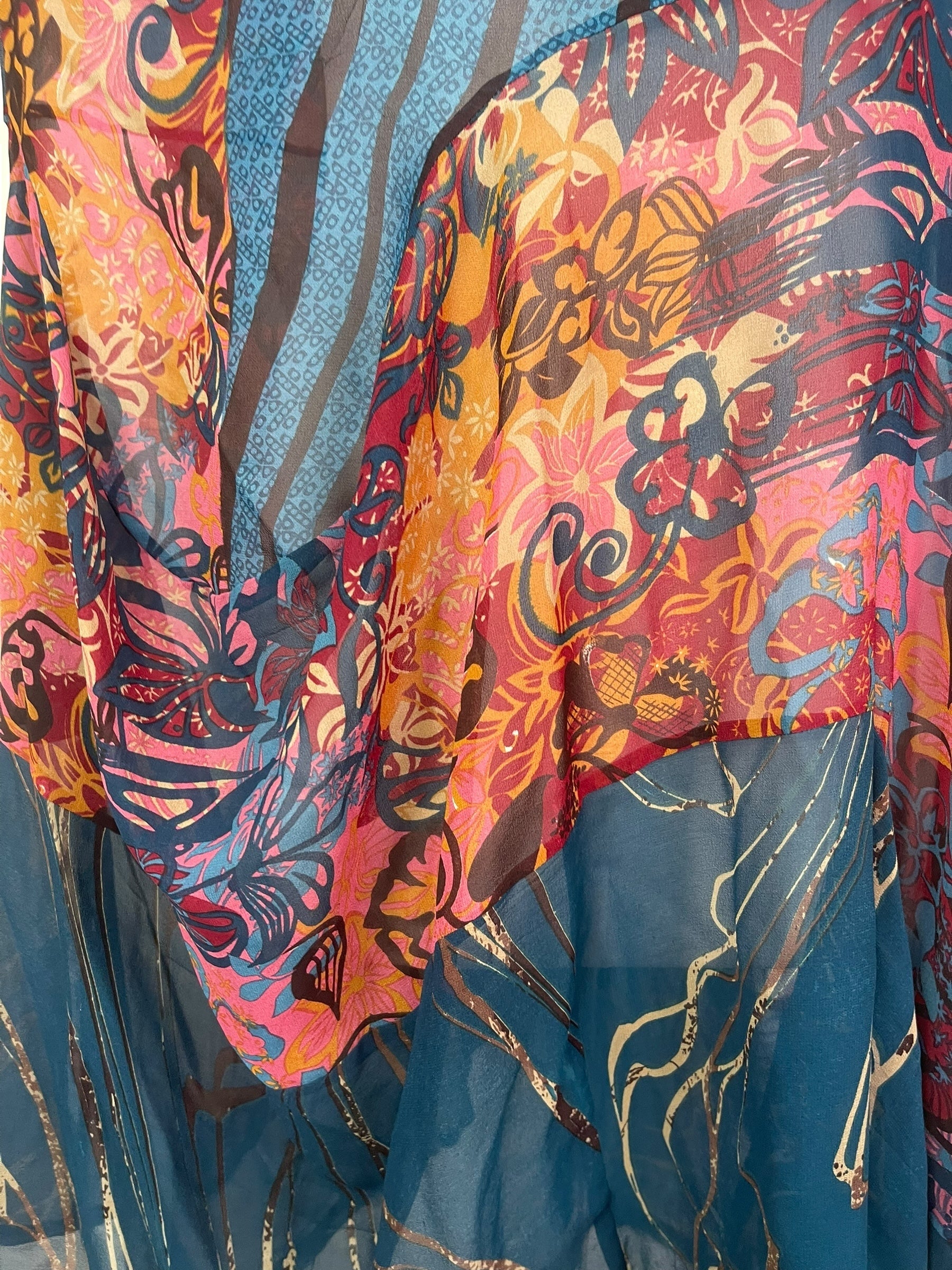 PRG7996 Sheer Avatar Pure Silk Sculptural Long Tunic Dress