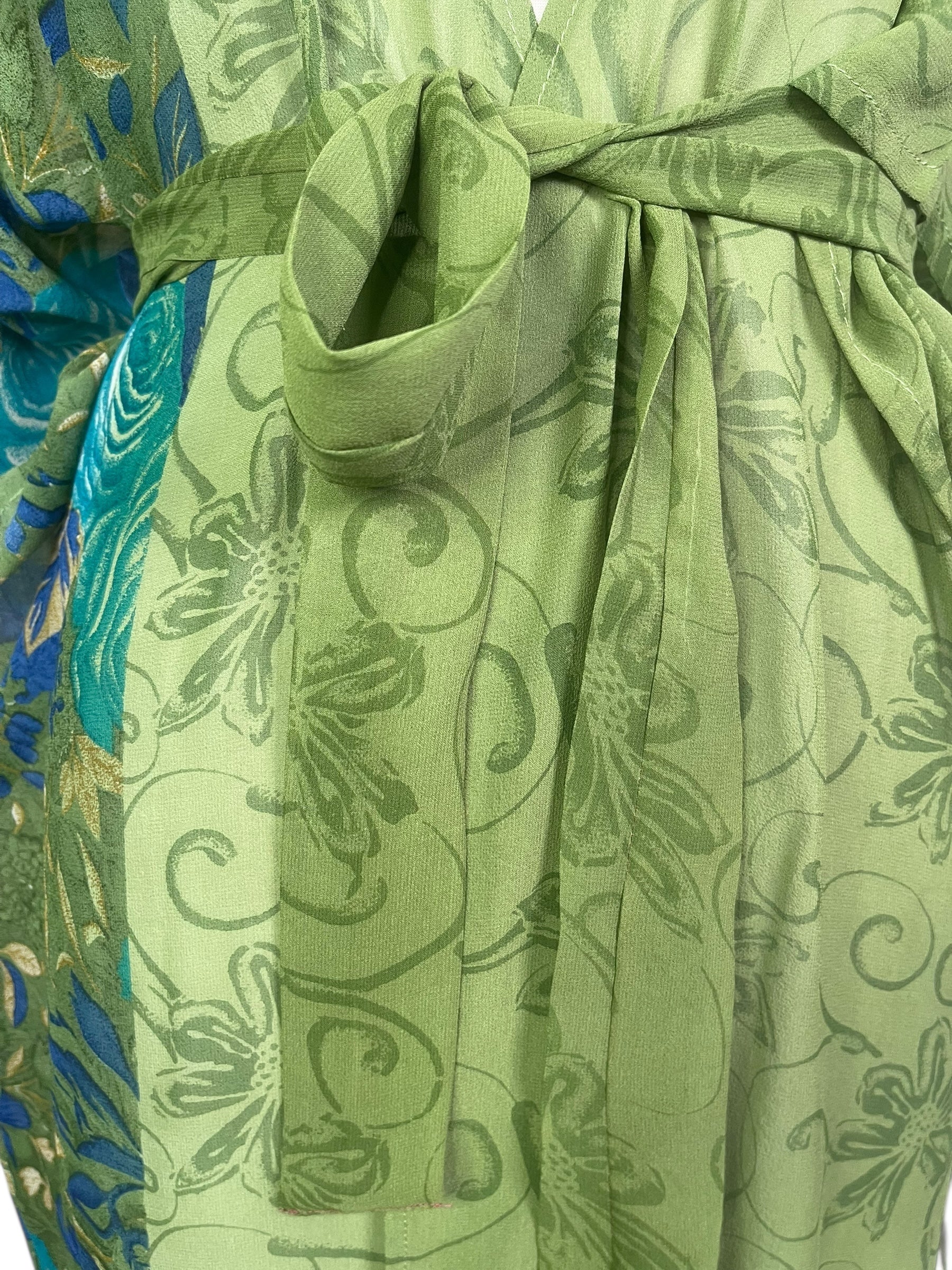 PRG8560 Sheer Avatar Long Pure Silk Kimono Sleeved Duster with Belt