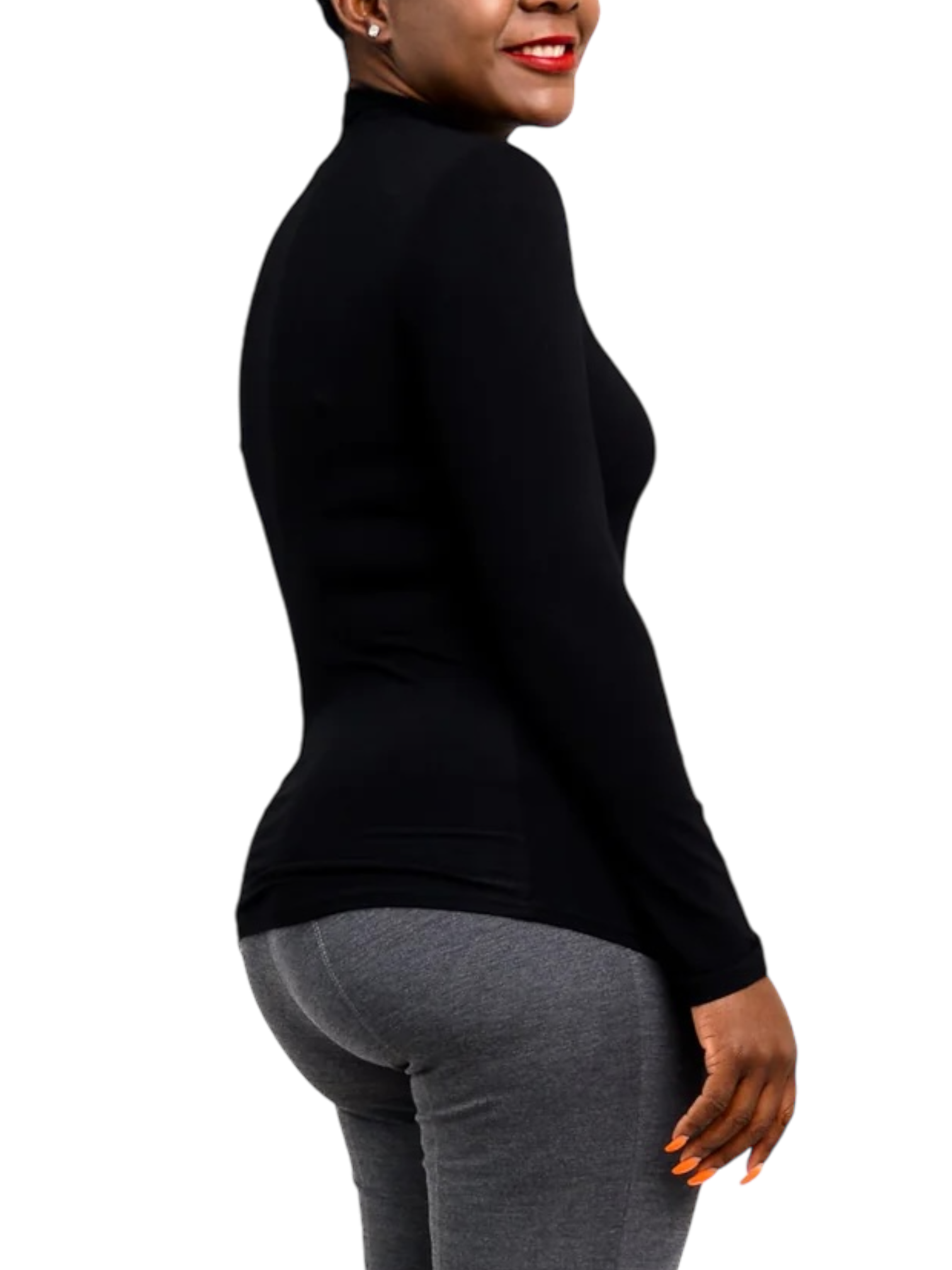 Tonya Black Bamboo Mock Neck Top by Blue Sky Clothing Co – Handmade ethical Top from sariKNOTsari using upcycled silk. Designed in Canada for travel and slow fashion, loved from Toronto to LA to Sydney.