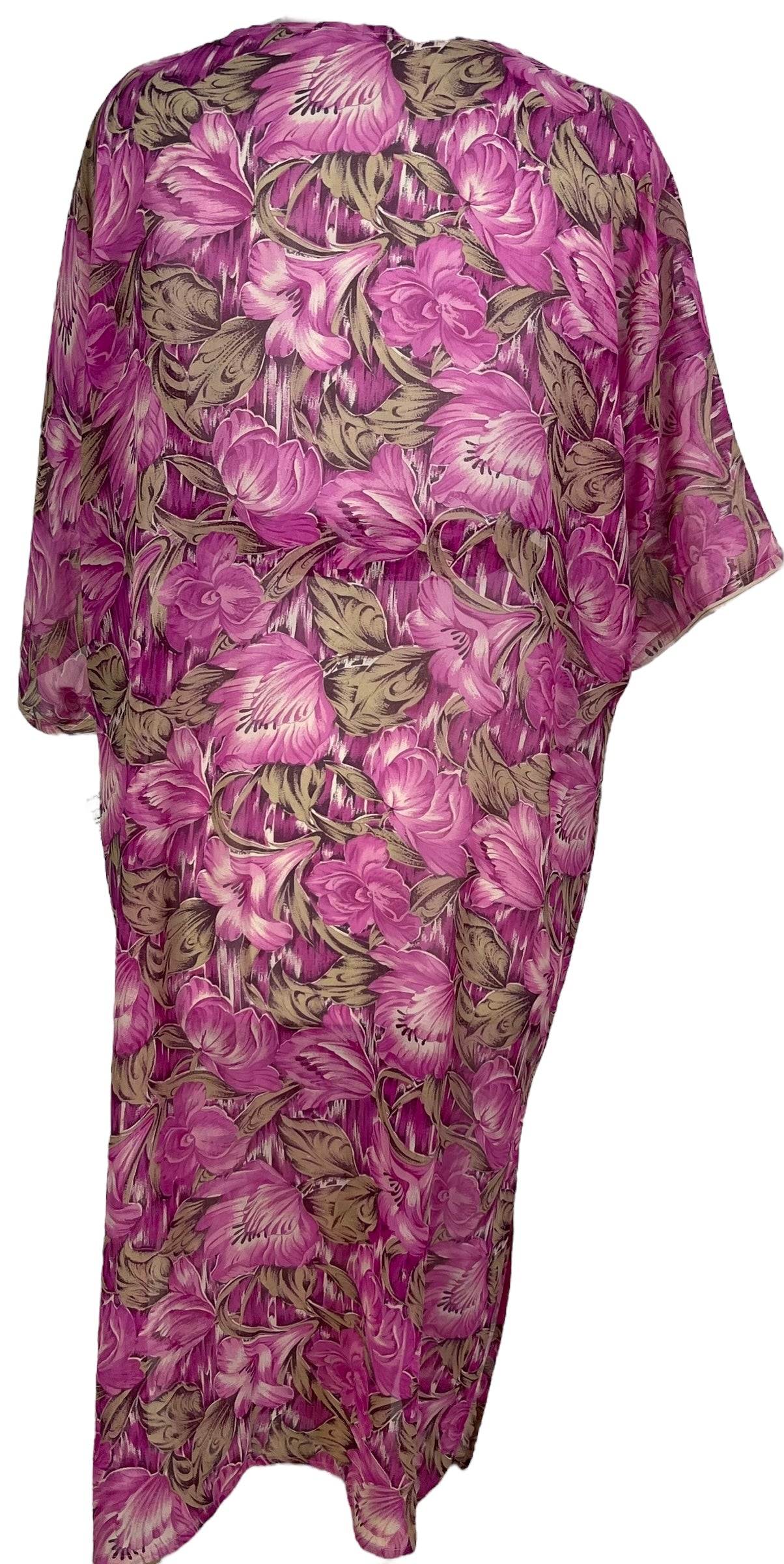 PRG6803 Sheer Avatar Long Pure Silk Kimono Sleeved Duster with Belt