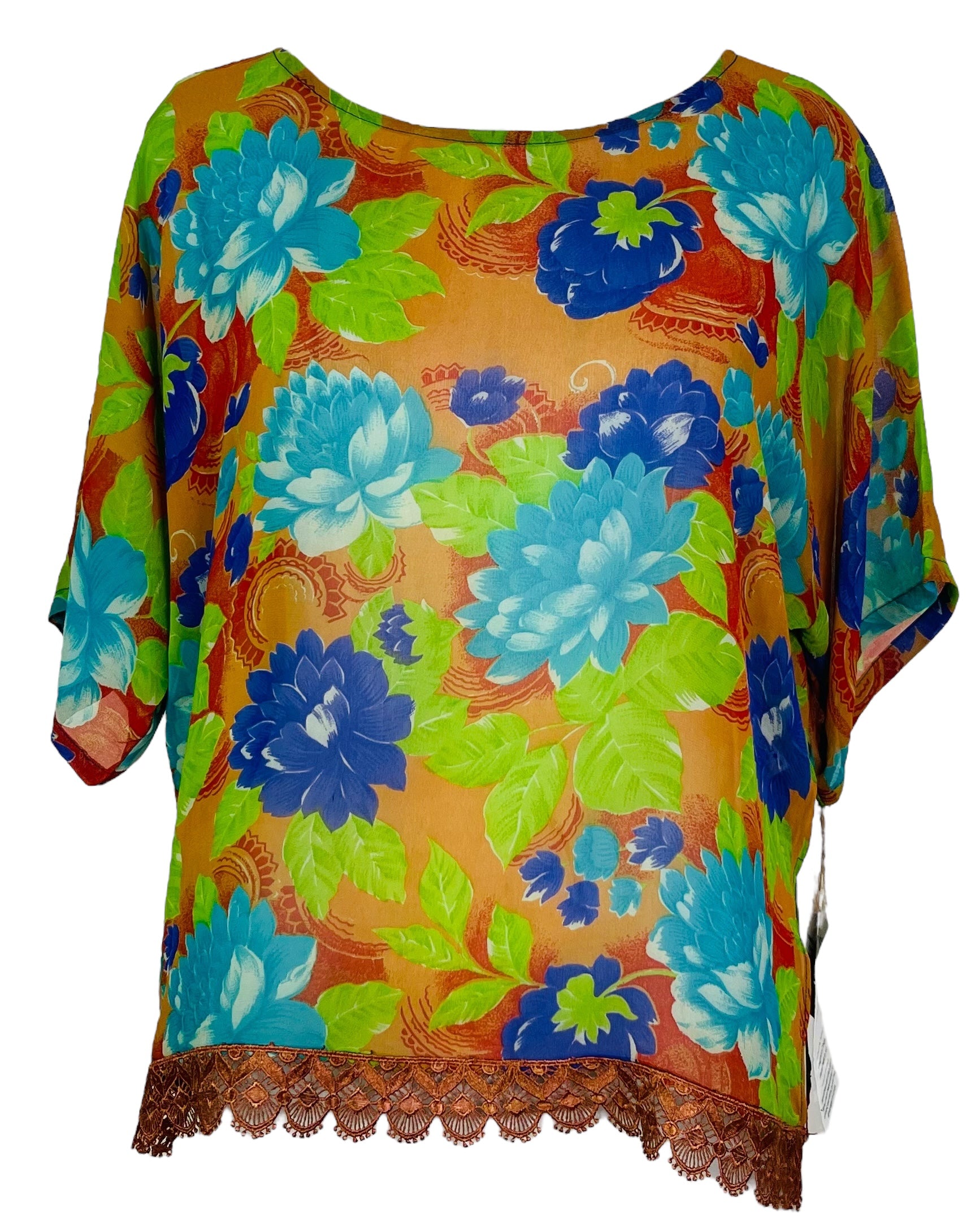 PRG7105 Sheer Avatar Pure Silk Side Slit Top