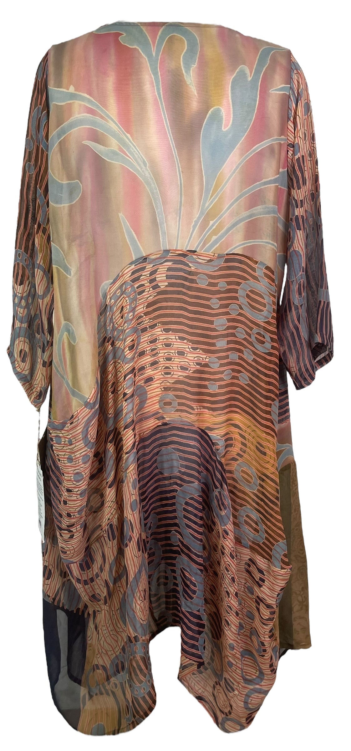 PRG7990 Sheer Wabi Sabi Sculptural Silk Long Tunic Dress
