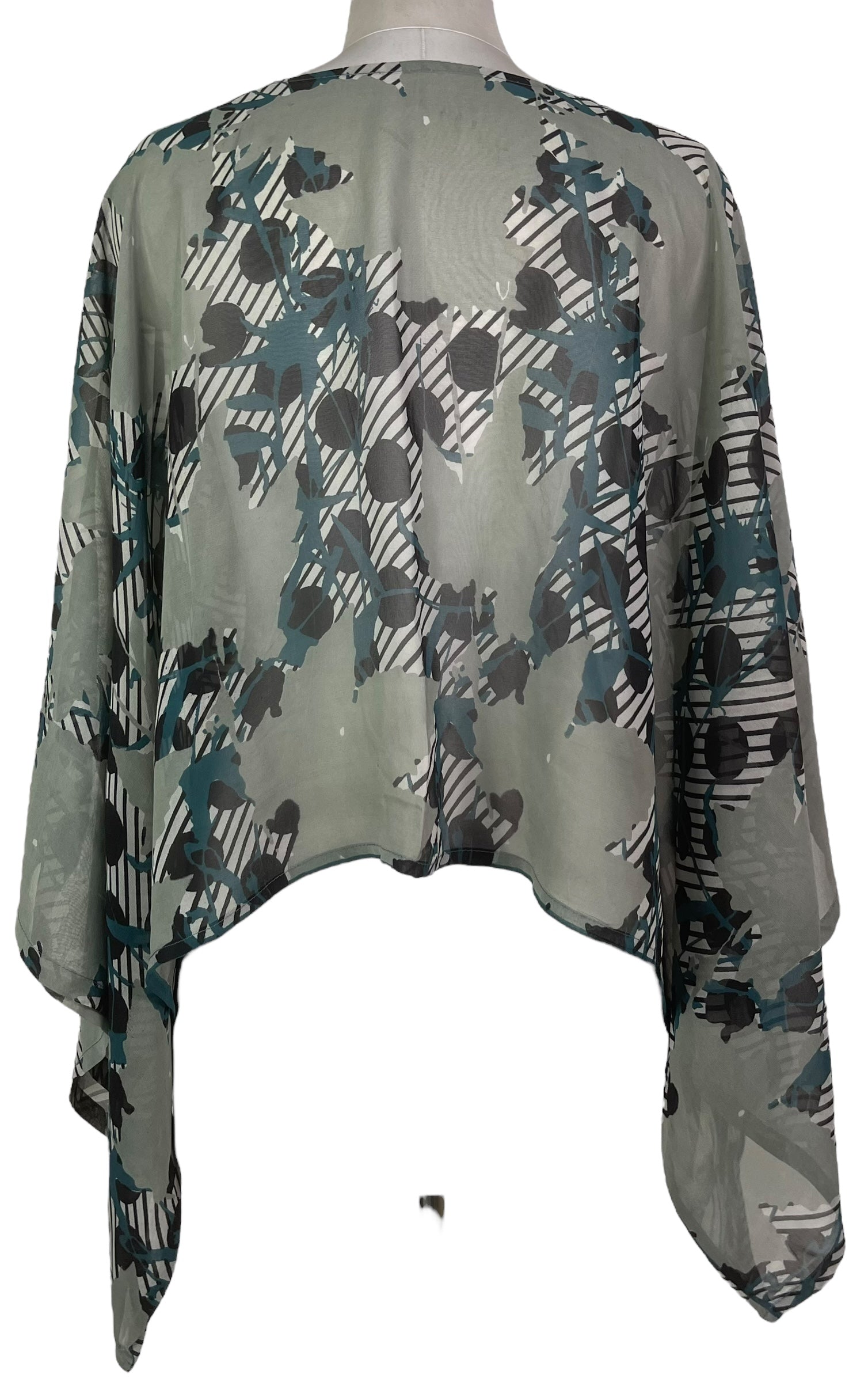 PRG8131 Sheer Wabi Sabi Pure Silk Kimono-Sleeved Top