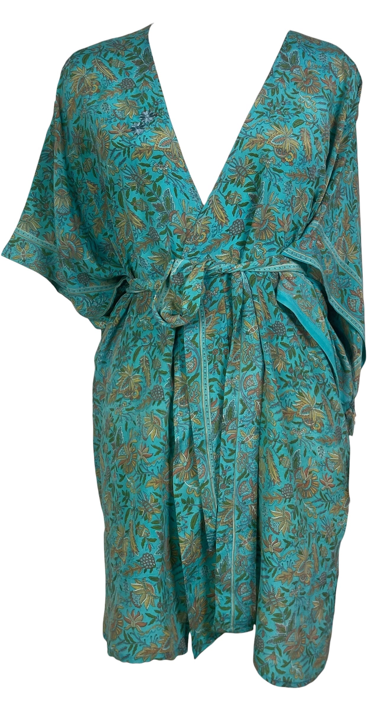 PRC8492 Wabi Sabi Pure Silk Kimono-Sleeved Jacket with Belt