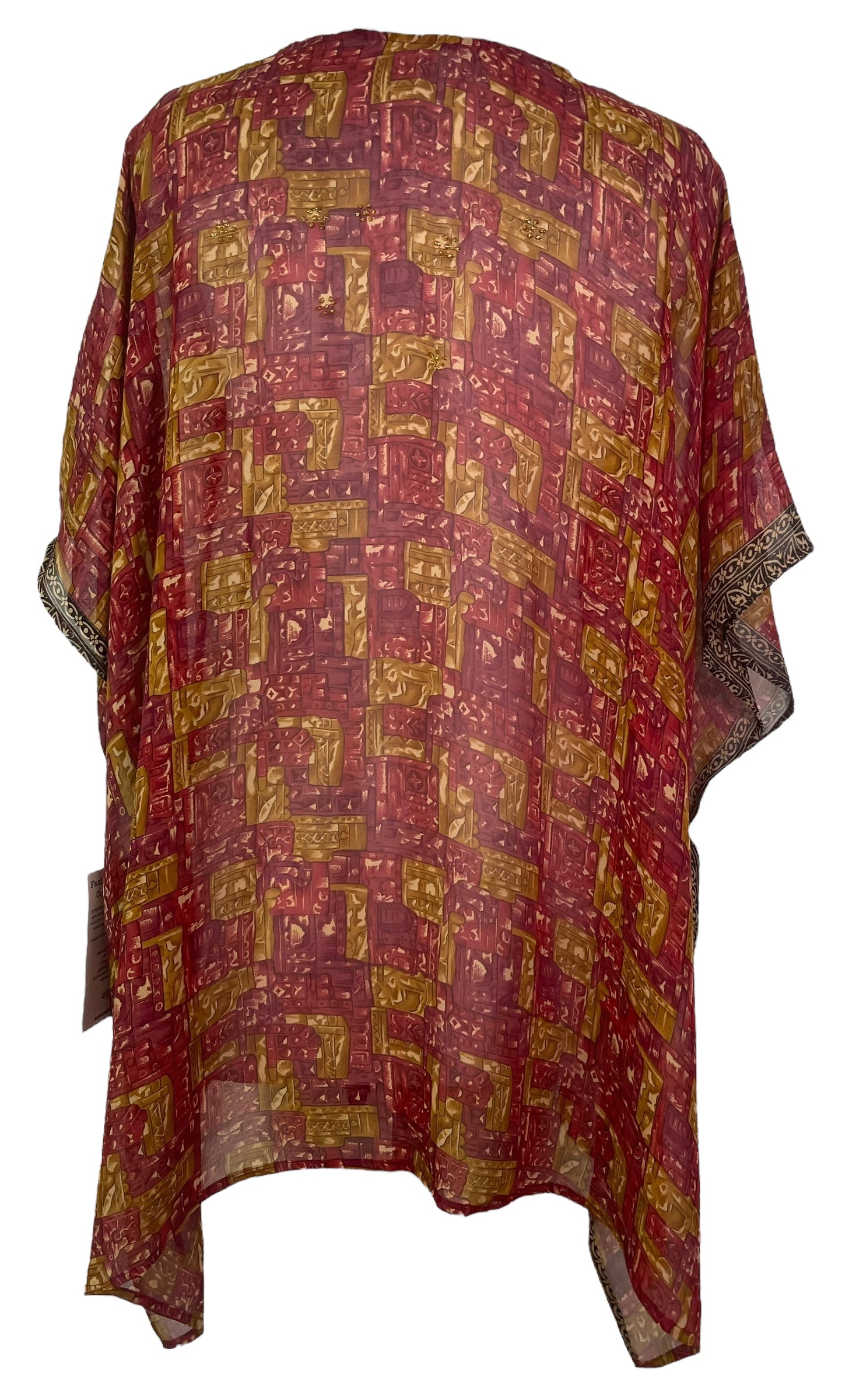 PRG7863 Sheer Avatar Pure Silk Short Kaftan Tunic with Slits