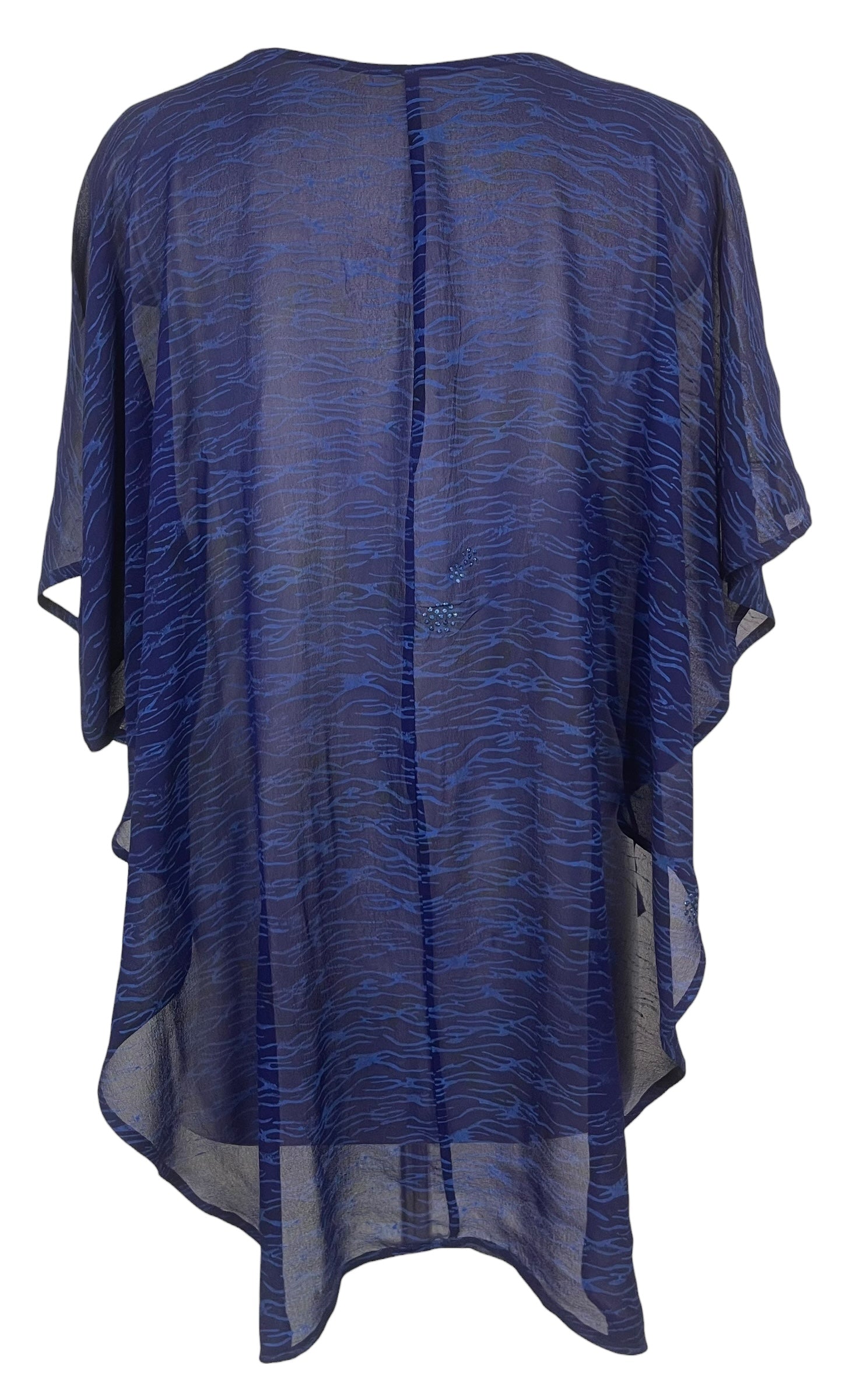 PREVIEW PRG8602 Sheer Avatar Pure Silk Waterfall Top by FEBRUARY2026 – Handmade ethical Waterfall Top from sariKNOTsari using upcycled silk. Designed in Canada for travel and slow fashion, loved from Toronto to LA to Sydney.