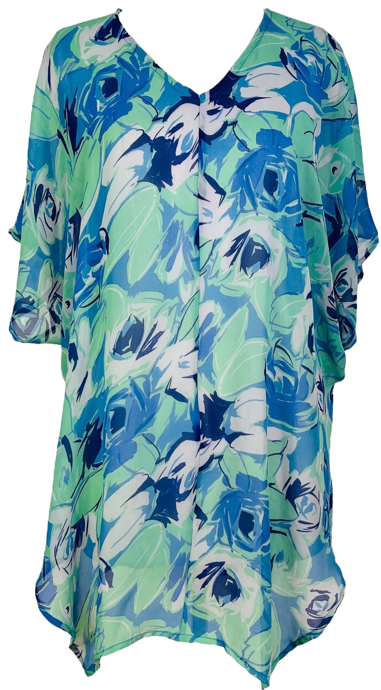 PRG7574 Sheer Avatar Pure Silk Waterfall Top