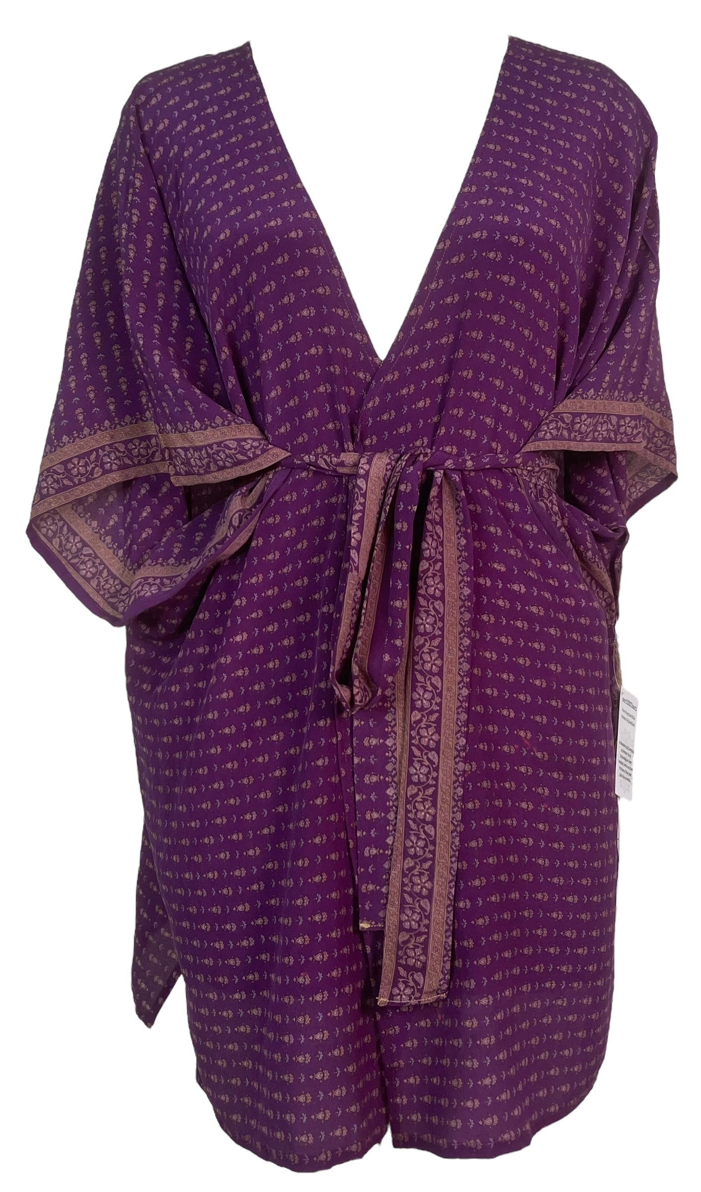PRC7849 Wabi Sabi Pure Silk Kimono-Sleeved Jacket with Belt