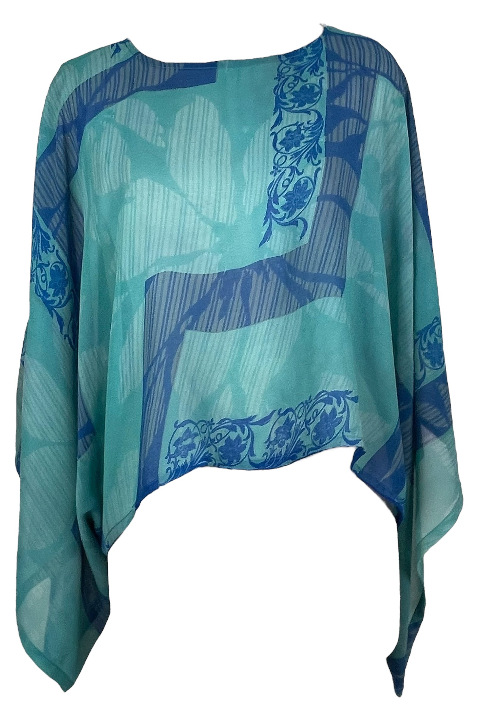 PRG8044 Wabi Sabi Pure Silk Kimono-Sleeved Top