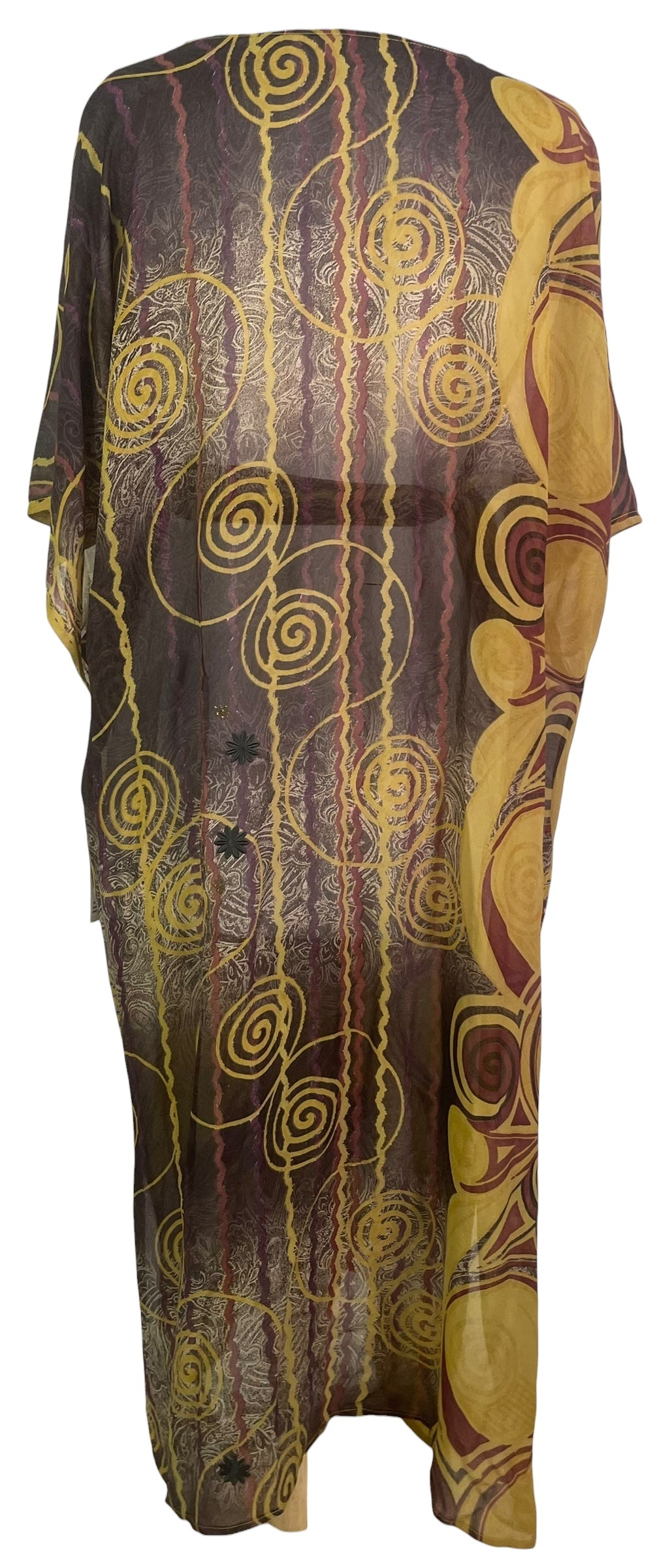 PRG8869 Sheer Wabi Sabi Pure Silk Kimono Sleeved Duster with Belt